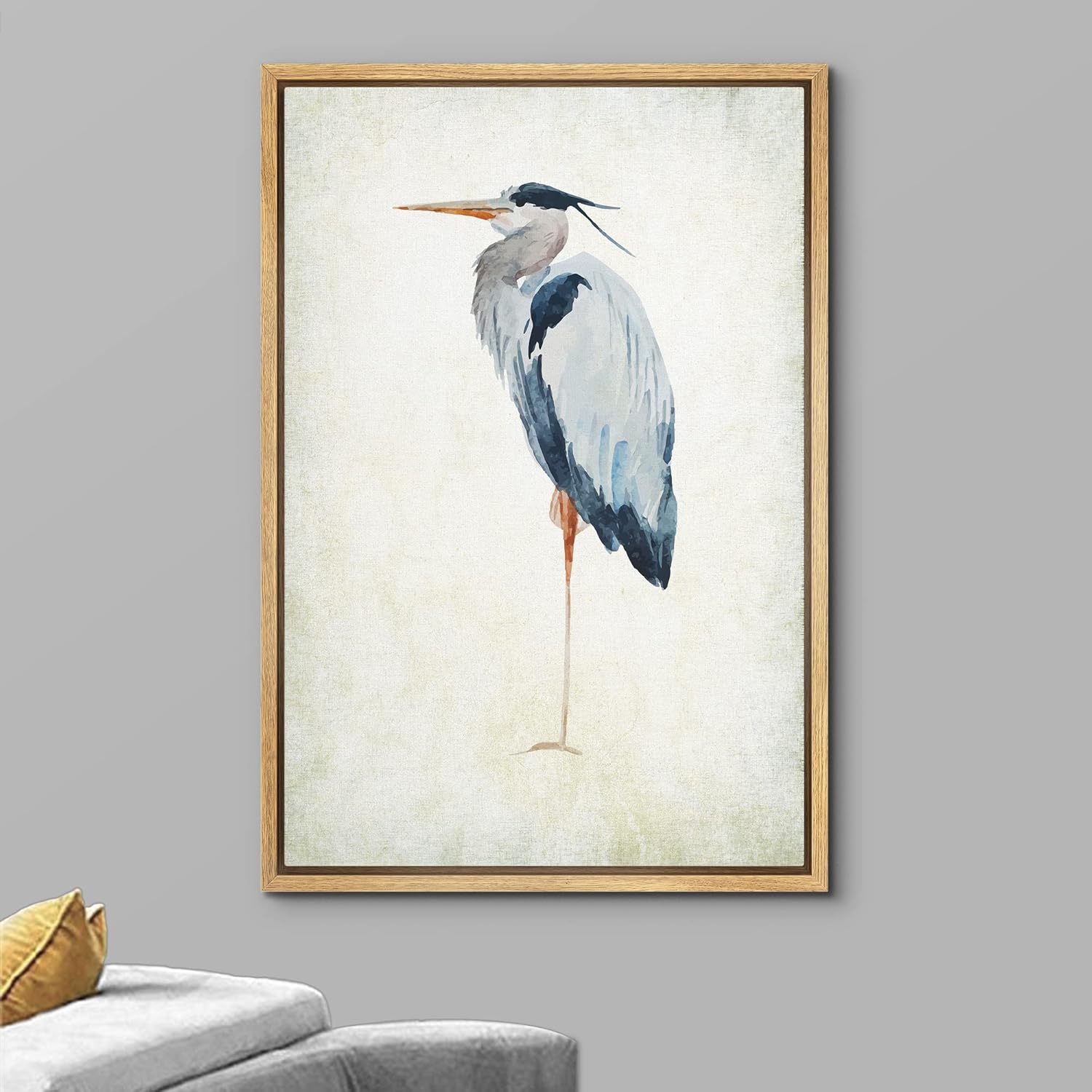 wall26 – Lienzo enmarcado para pared, pájaro garza – animal salvaje – Arte moderno para el hogar con envoltura de galería  Listo para colgar – 24 x