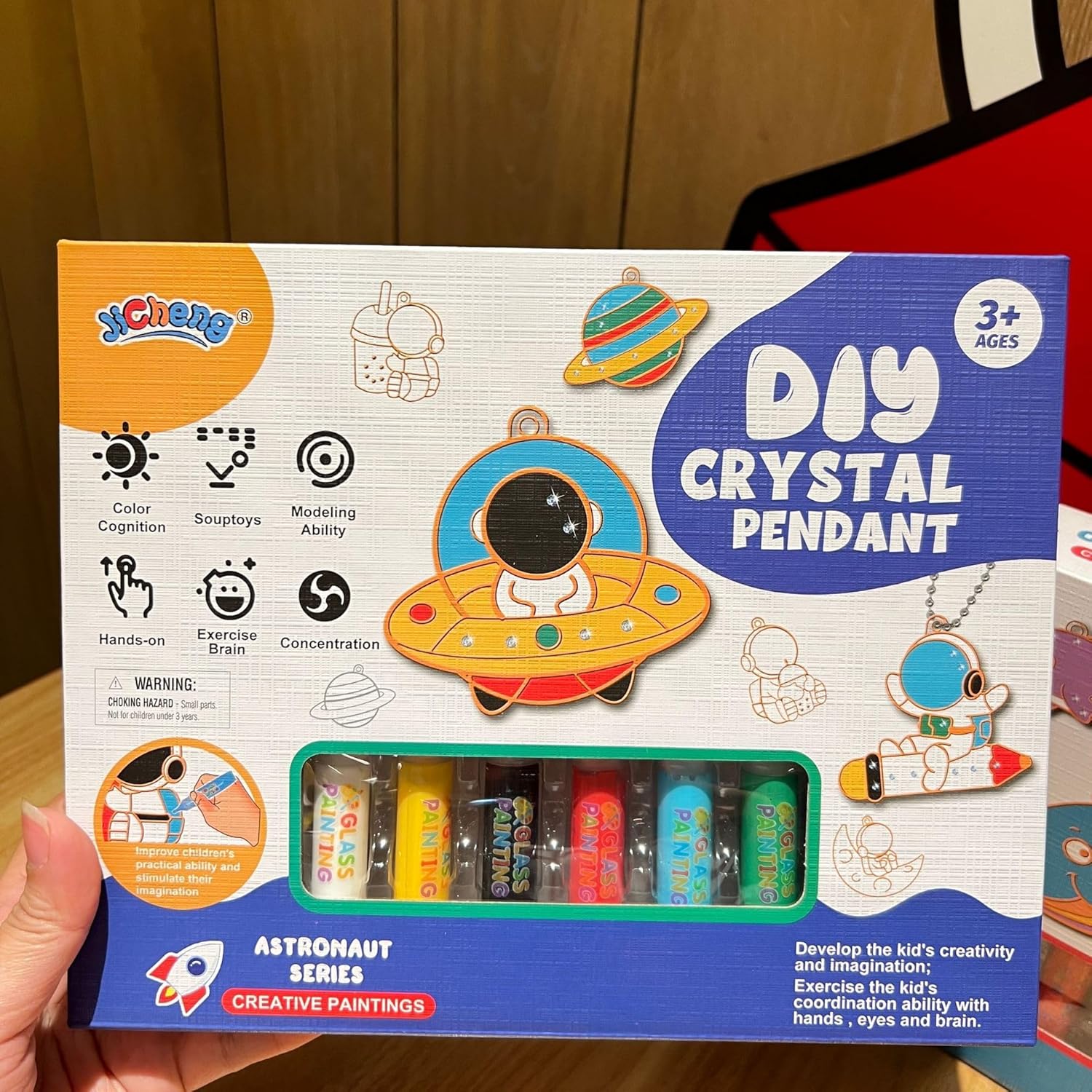Juego de arte y manualidades de pintura de cristal de bricolaje, kit de colgante de cristal para Navidad, arte de ventana para niños, kits de arte