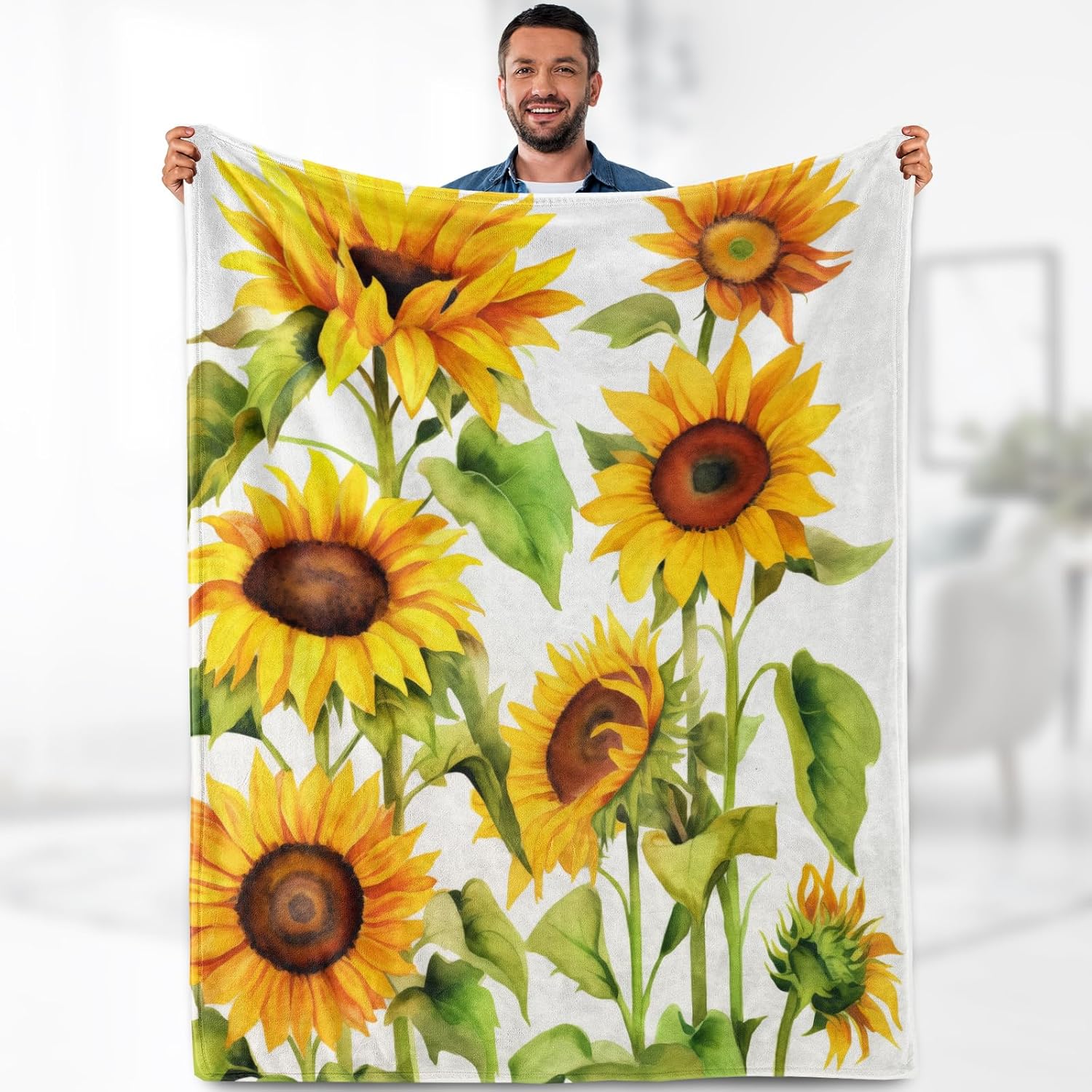 Manta de flores de girasol, regalos para mujeres, manta retro vintage floral para mamá, niñas, adultos, cumpleaños, Navidad, forro polar mullido,