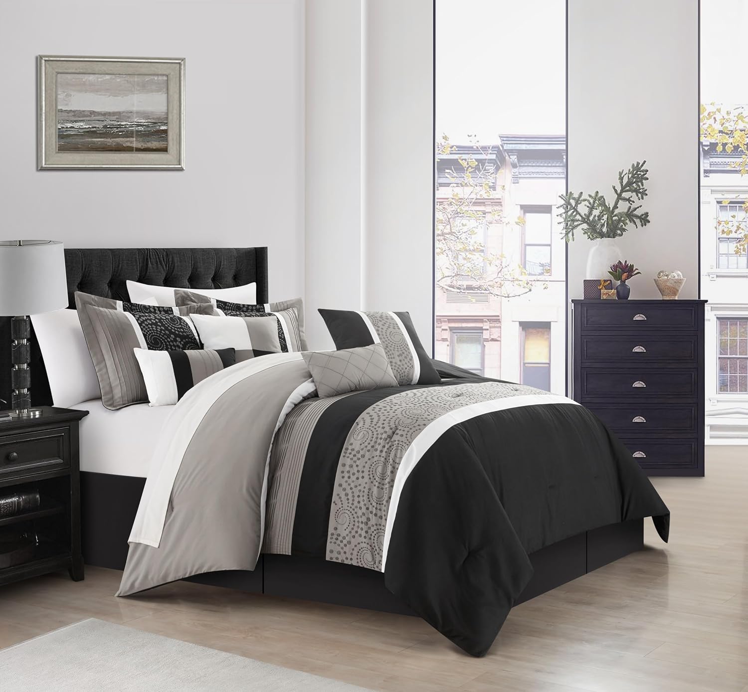 Chic Home Euphoria – Juego de cama (8 unidades), color negro
