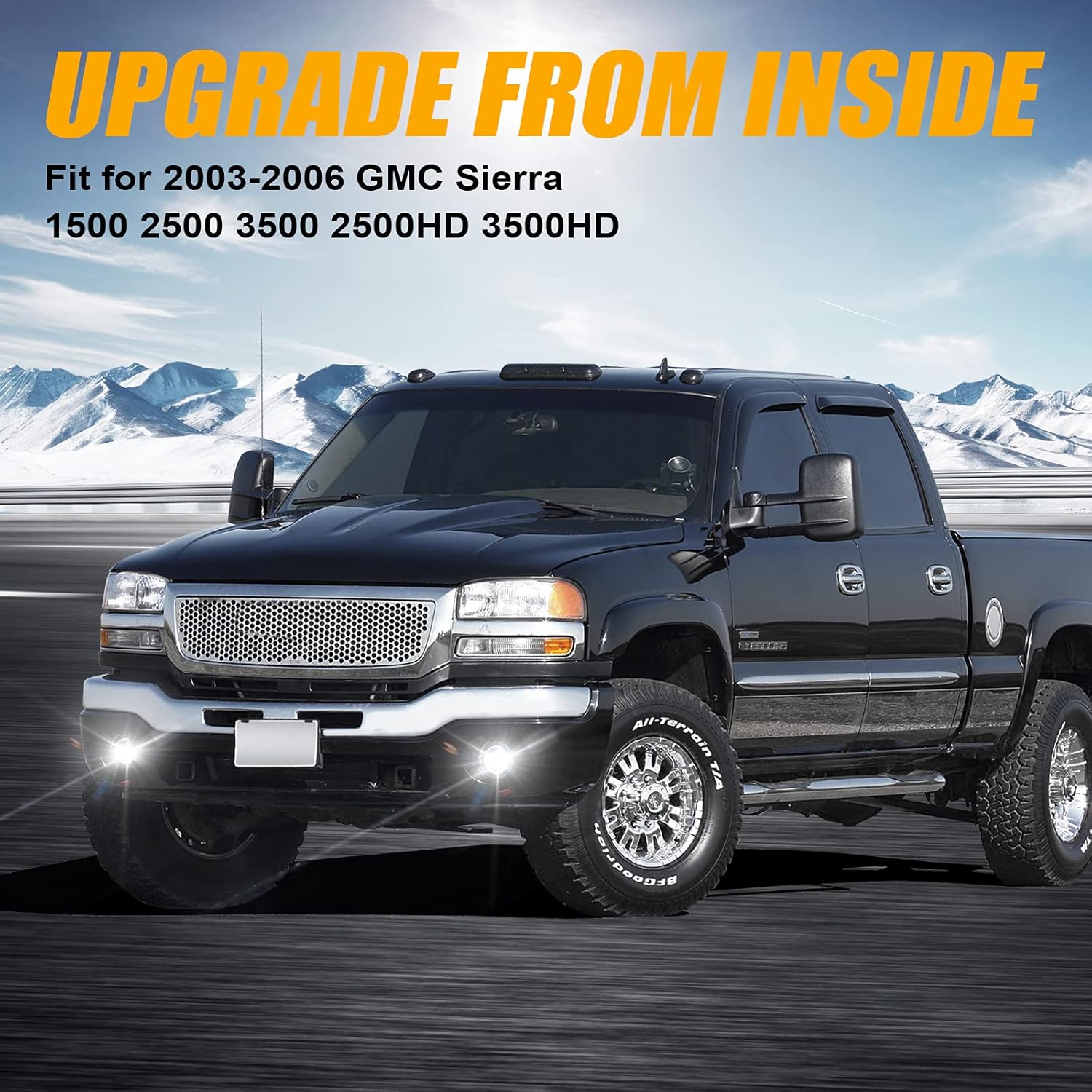 Faros antiniebla LED con halo Angel Eyes DRL para GMC Sierra 1500 2500 3500 2003-2006 Heavy Duty Pickup Bumper Driving Fog Lamps