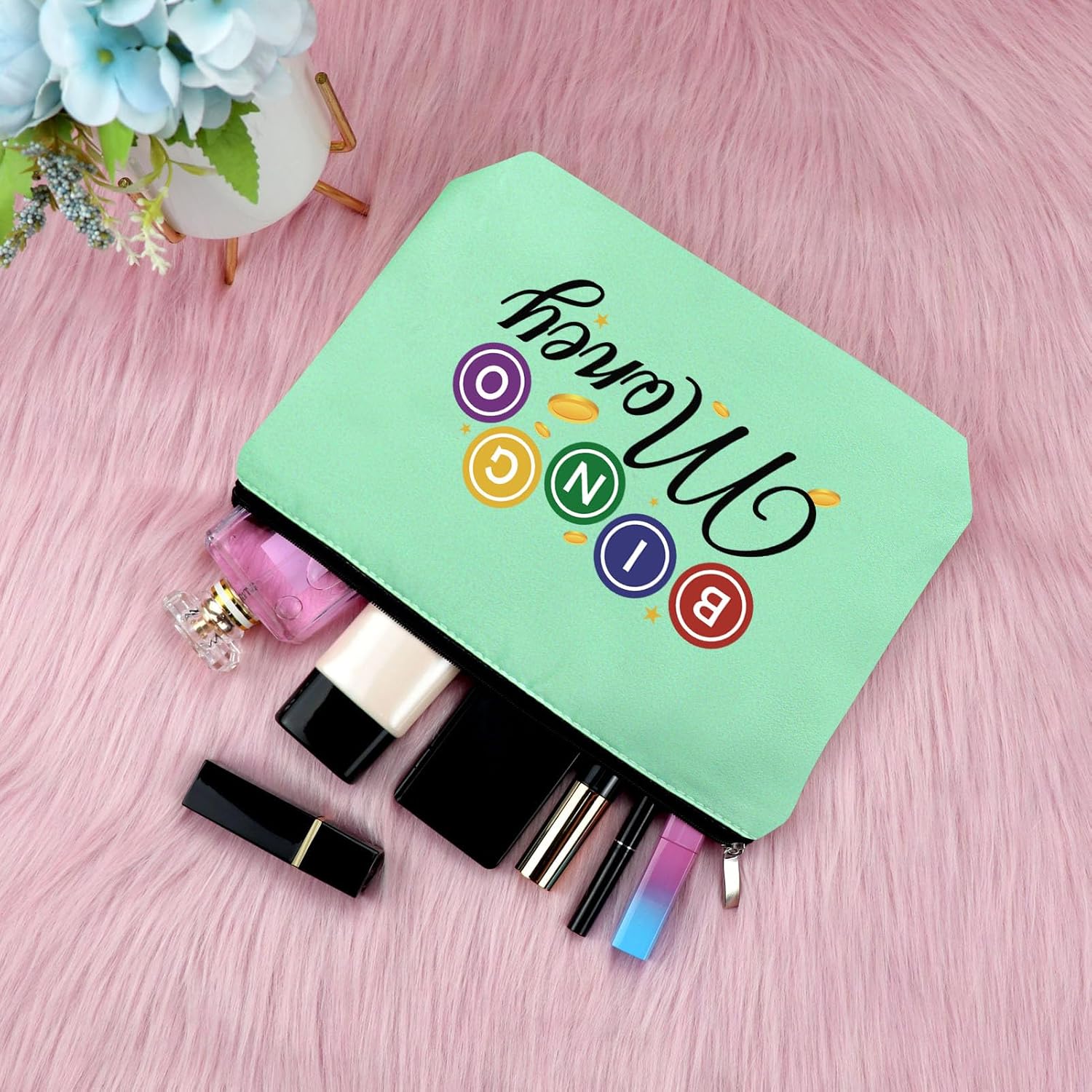 Bolsa de maquillaje para amantes del bingo, regalos de bingo para mujeres, amantes del casino, regalo para mujeres, bolsa de cosméticos, Bolsa de