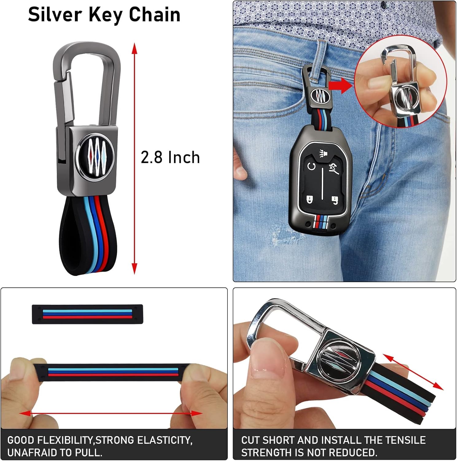 Moonlinks Funda de aleación de zinc para llavero de 5 botones compatible con Chevy SilveradoGMC Sierra 1500 2500HD 3500HD 2019-2022, funda de