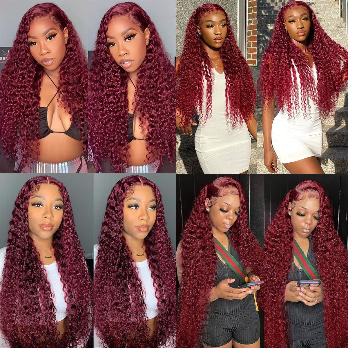 Burgundy Lace Front Wigs Human Hair Pre Plucked 99J Deep Wave Wig 13×4 HD Lace Frontal Wigs for Black Women Human Hair Red Colored Wet and Wavy