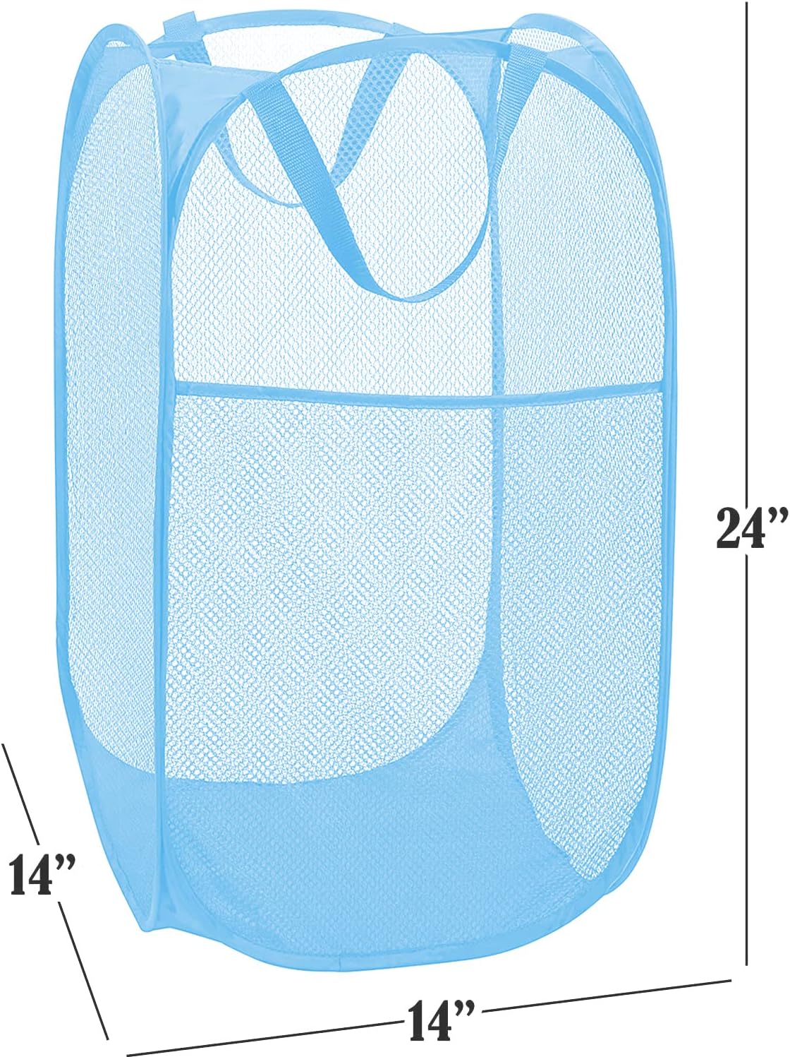 BATTOO Cesta plegable de malla fuerte de lujo con bolsillo lateral plegable para lavandería, baño, habitación de los niños, dormitorio universitario