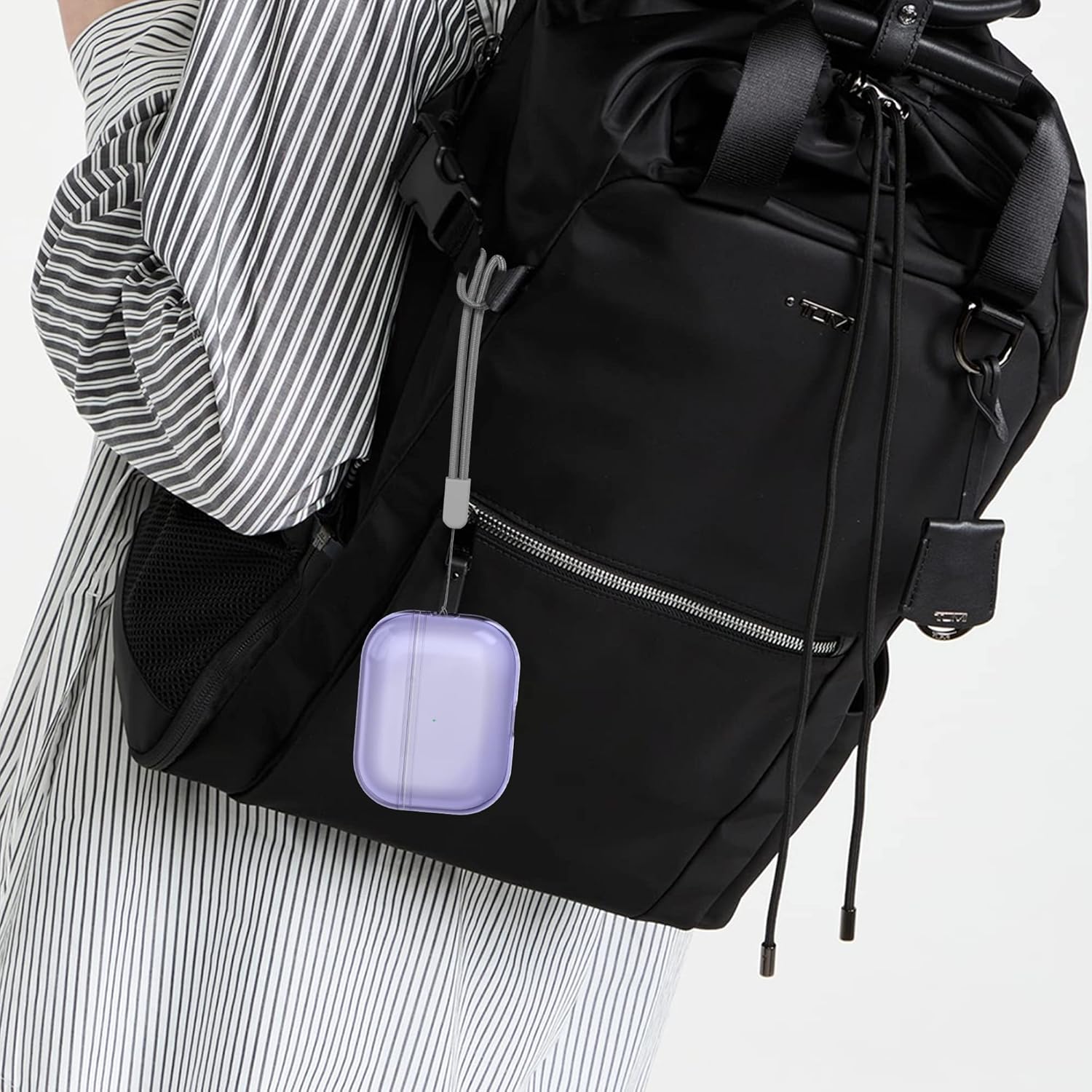NIUTRENDZ AirPods Pro 2 Funda protectora de TPU suave con cordón LED frontal visible compatible con AirPods Pro de 2 generación 2022 (morado)