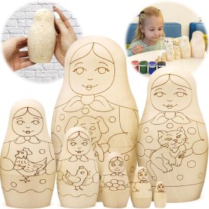 AEVVV Juego de 7 muñecas rusas en blanco para pintar – Artesanías de madera para pintar tu propio Matryoshka – Artesanías de madera sin terminar – AEVVV Juego de 7 muñecas rusas en blanco para pintar – Artesanías de madera para pintar tu propio Matryoshka – Artesanías de madera sin terminar –
