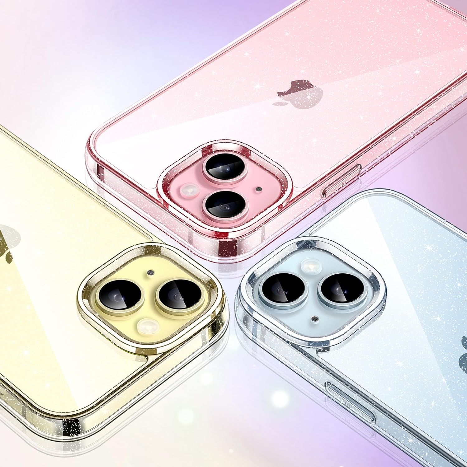 JETech Funda con purpurina para iPhone 15 de 6.1 pulgadas, a prueba de golpes, bonita y brillante para mujeres y niñas (transparente)