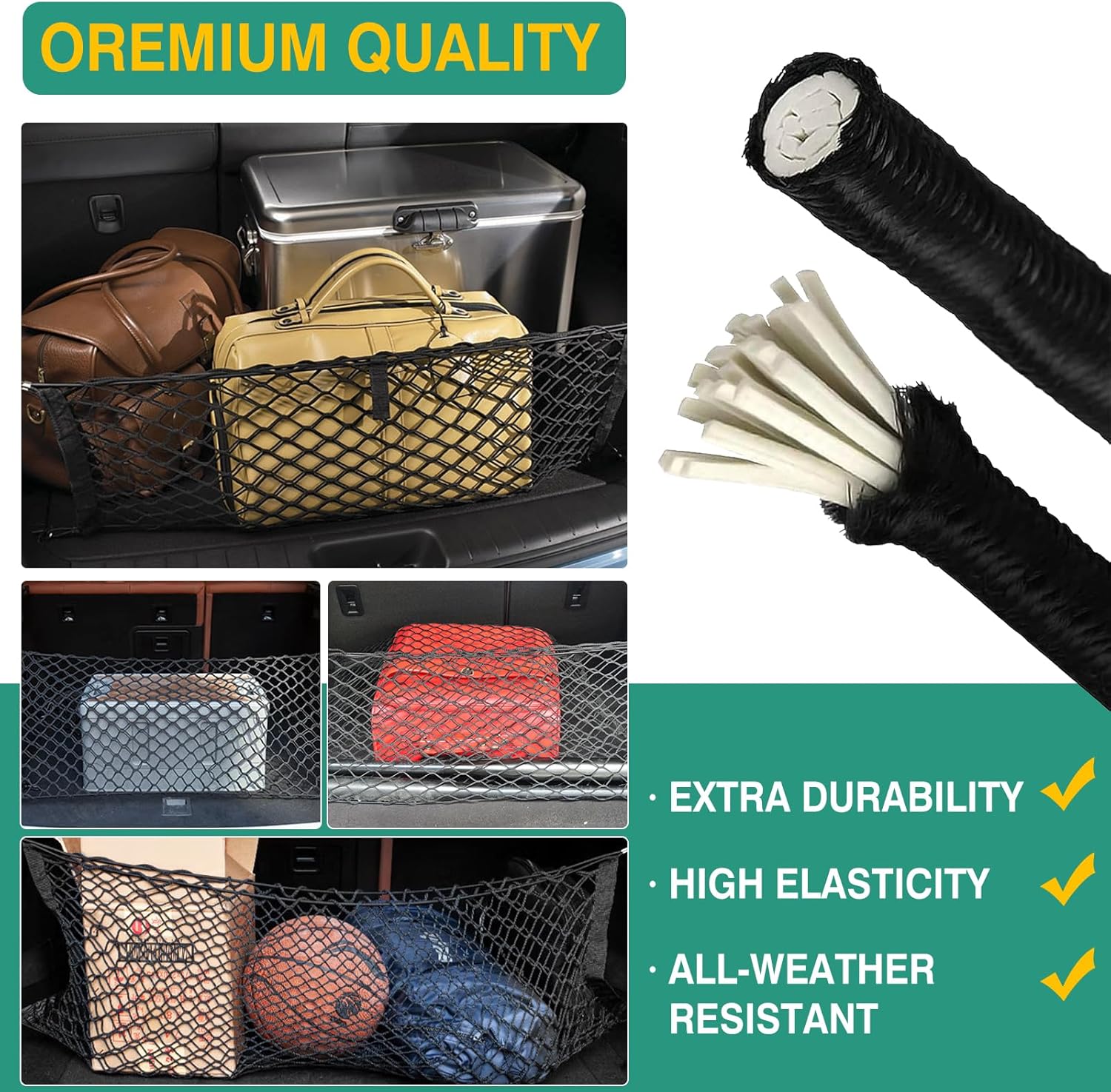 Red de carga de doble capa para SUV, organizador de maletero compatible con Grand Cherokee, red de malla elástica para autos de tamaño mediano, SUV,