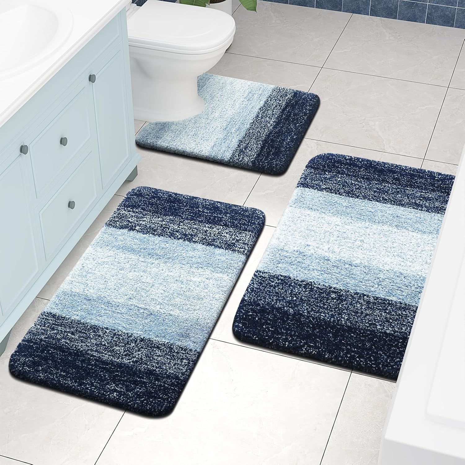 Arotive Tapetes de baño de microfibra, peludos, suaves y absorbentes, antideslizantes, de felpa gruesa, lavables a máquina, para baño, bañera y