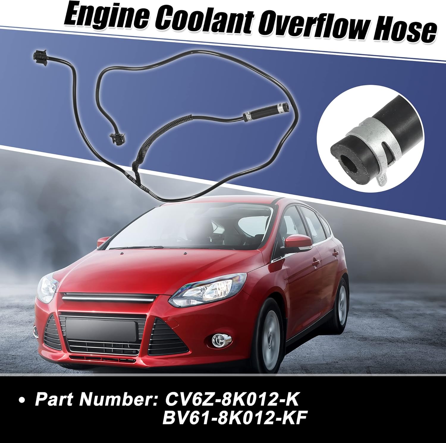 X AUTOHAUX Manguera de desbordamiento de refrigerante del motor Manguera de tanque de expansión para Ford Focus 2.0L L4 2012-2018 Manguera de