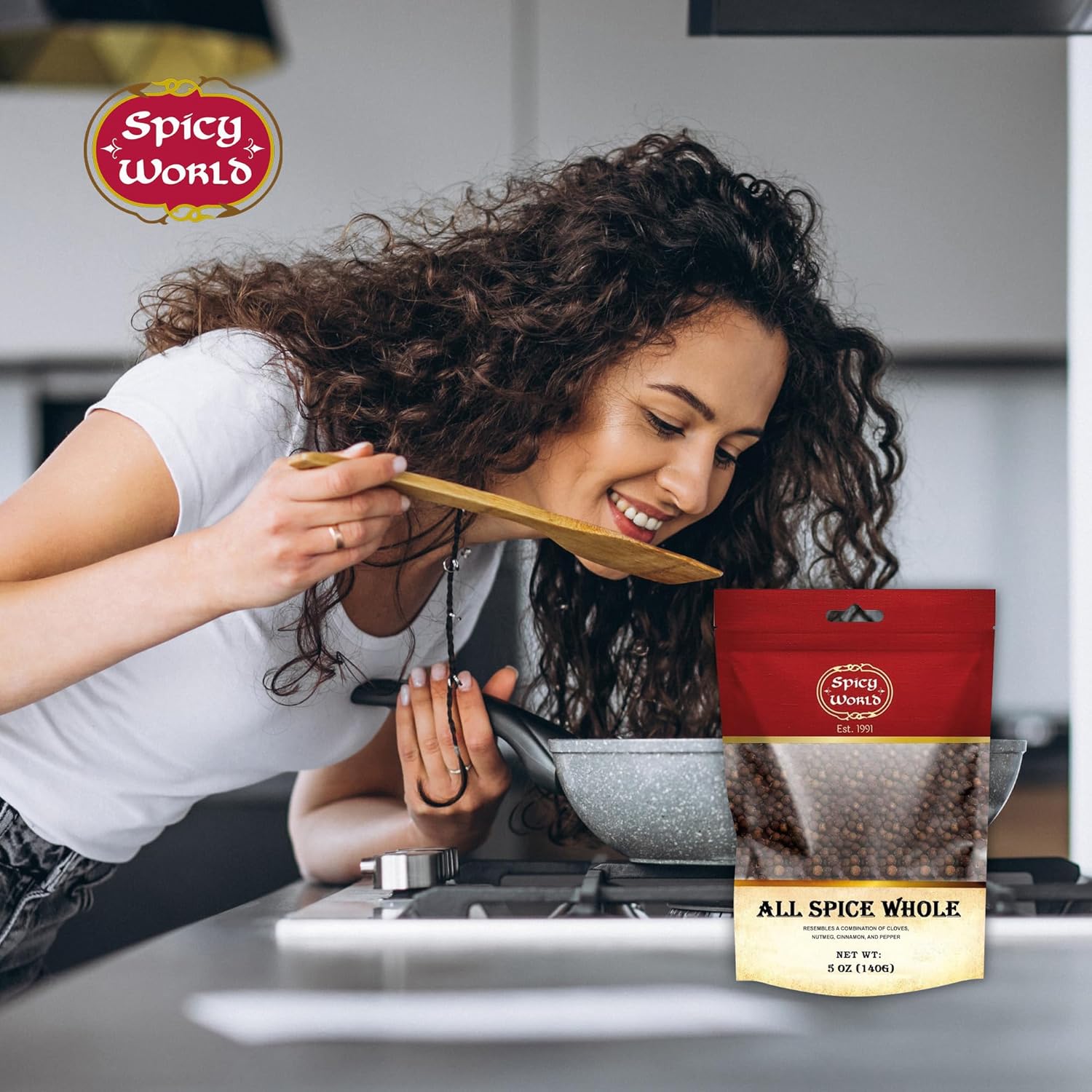 Spicy World – Bolsa de bayas enteras de pimienta de Jamaica de 5 onzas  All Spice Pimento Jamaica Pepper para cocinar y condimentar  Baya versátil