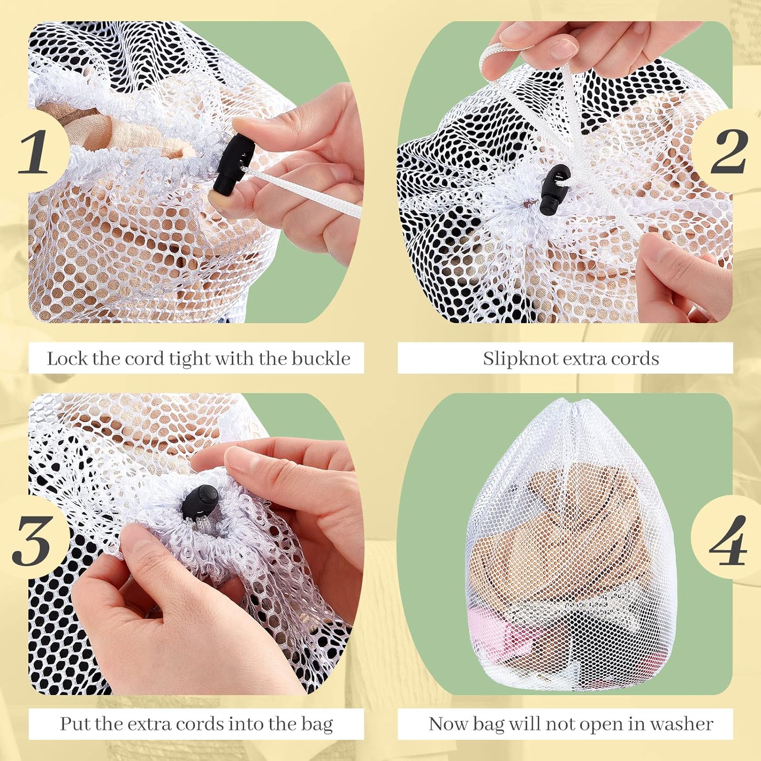 20 bolsas de malla para lavandería a granel con cordón de 20 x 24 pulgadas, bolsa de malla blanca resistente lavable a máquina, resistente bolsa de
