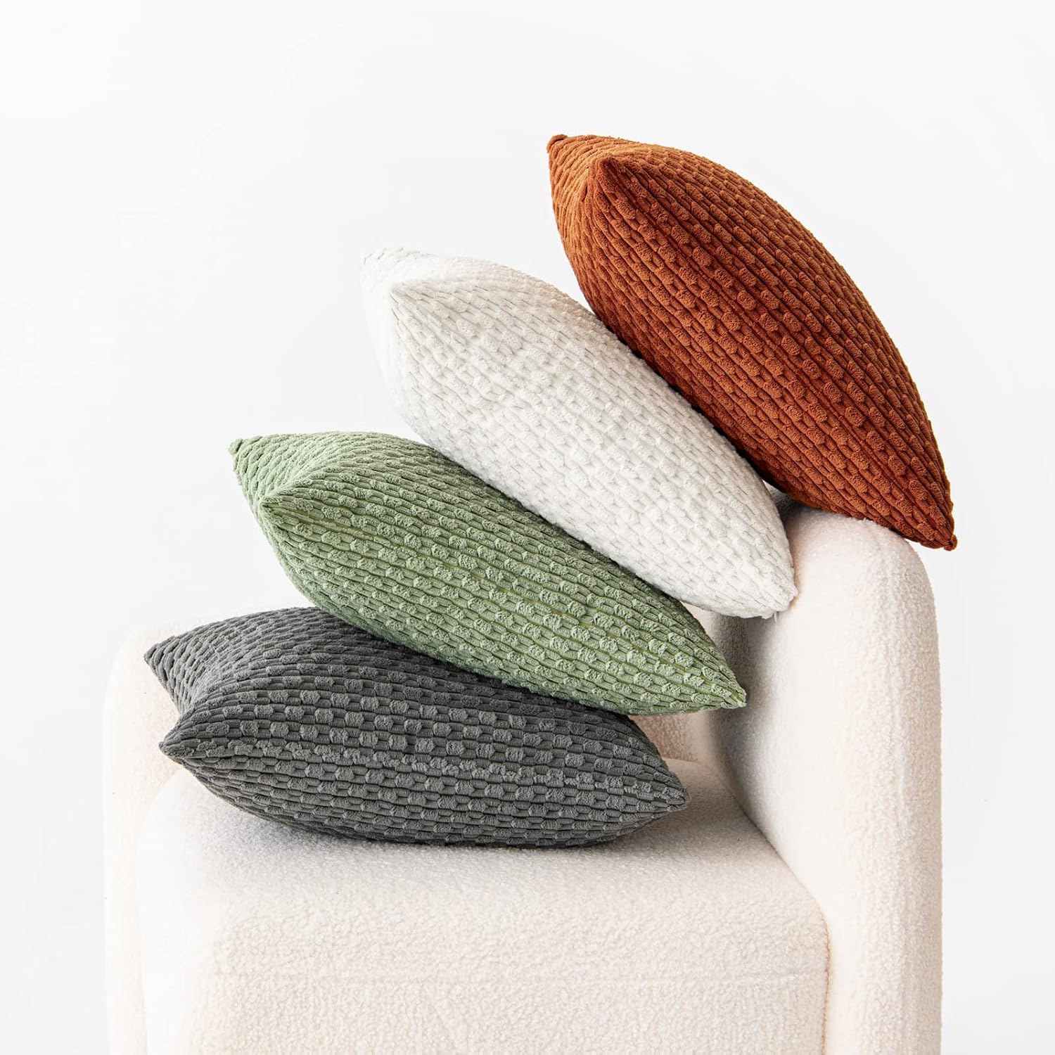 Paquete de 2 fundas de almohada de pana suave de 18 x 18 pulgadas, color verde salvia para sofá, cama y sofá