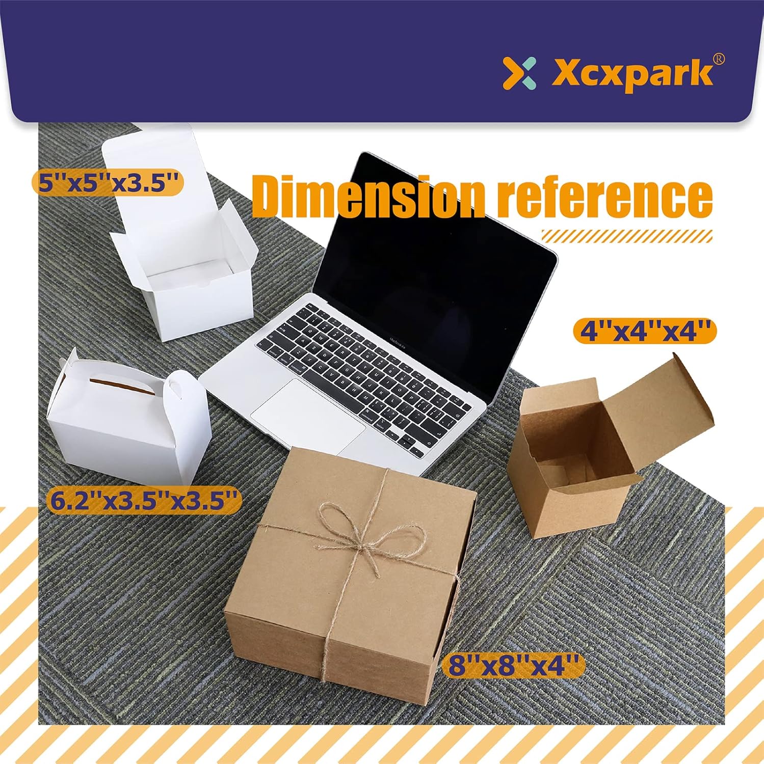 Xxcxpark 30 cajas de regalo de papel kraft marrón de 5 x 5 x 3.5 pulgadas, caja de embalaje de regalo de papel kraft con tapa para manualidades,