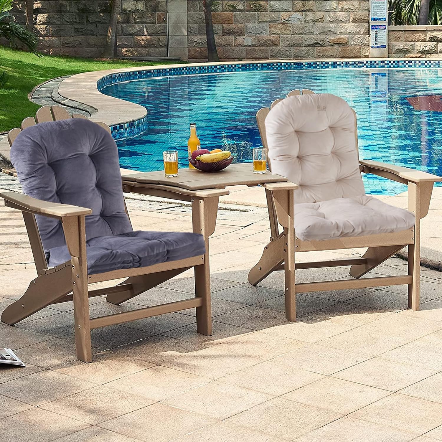 Big Hippo Adirondack – Cojín para silla de interior, con respaldo alto, copetudo, suave y grueso, para uso doméstico (gris)