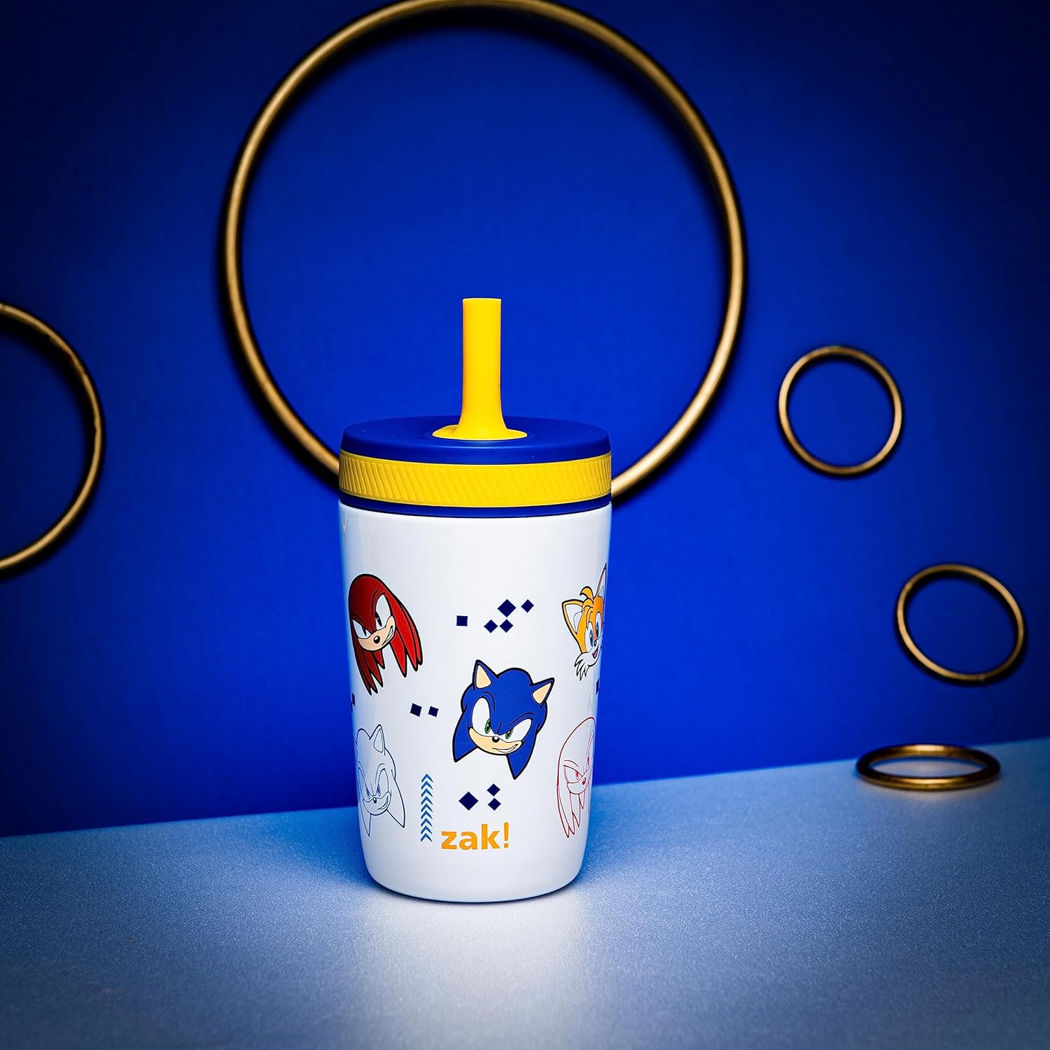 Zak Designs Sonic the Hedgehog Kelso – Vasos para niños pequeños para viajes o en casa, taza de acero inoxidable aislada al vacío de 12 onzas con