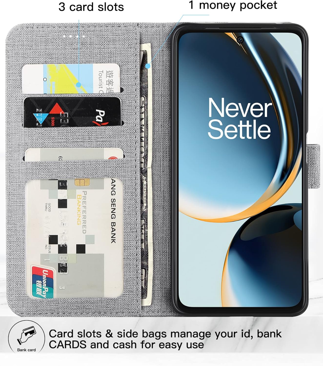 Foluu Funda para OnePlus Nord N30 5G, con cierre magnético, ranuras para tarjetas, soporte para dinero en efectivo, soporte de TPU transparente, a