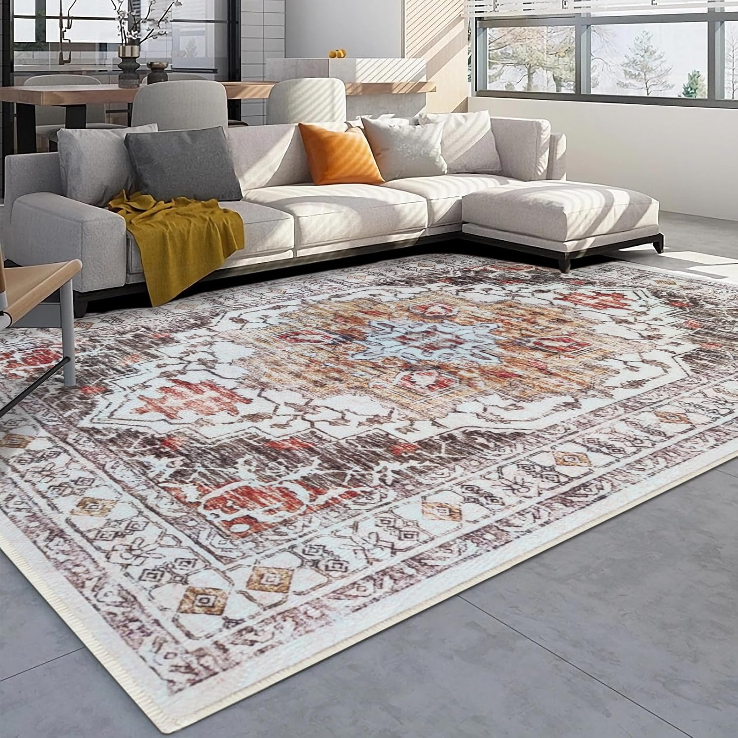 TIANLIN Alfombras de área de 5 x 7 pies para sala de estar, lana artificial suave, resistente a las manchas, lavable, antideslizante, alfombras para