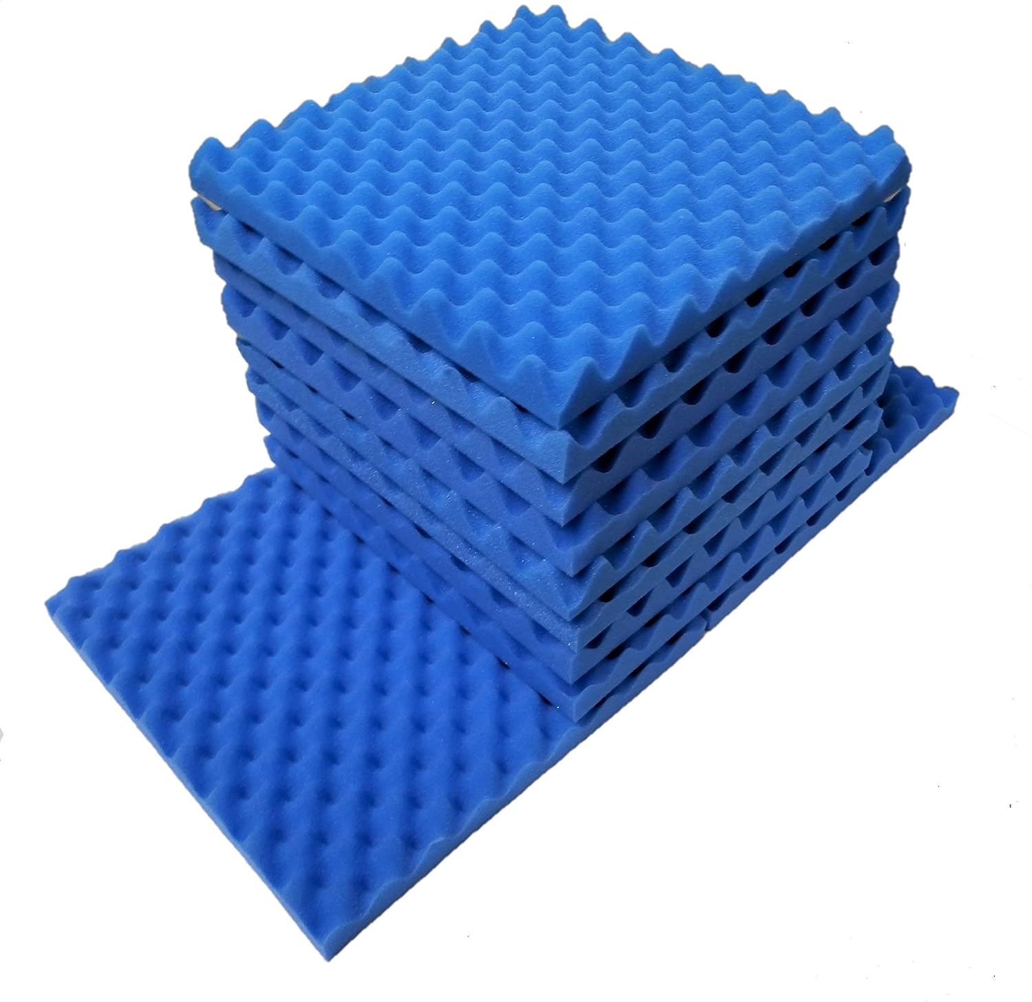 BookishBunny Paquete de 10 azulejos de pared de espuma acústica de alta calidad, 12 x 12 x 1.4 pulgadas (azul hielo)