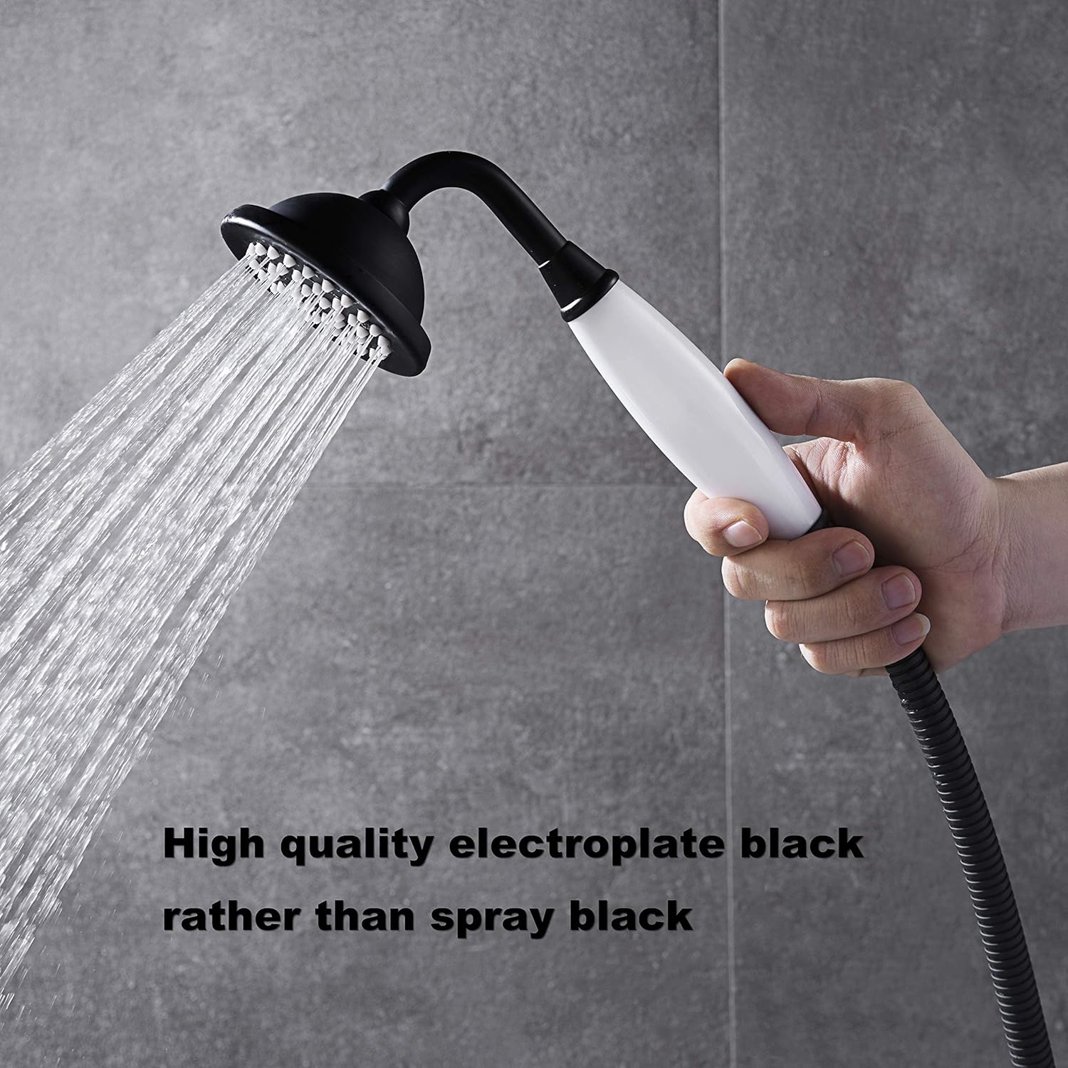 Grifo de bañera independiente Llenador de bañera Negro Alto caudal 11.9GAL Llenadores de grifos montados en el piso con montaje de ducha de mano LLGG