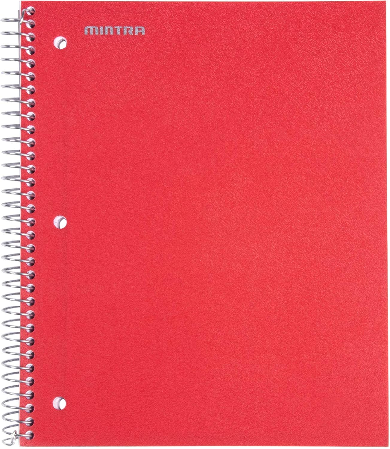 Mintra Office Cuadernos en espiral duraderos, 3 materias (rojo, rayado universitario, 2 unidades)