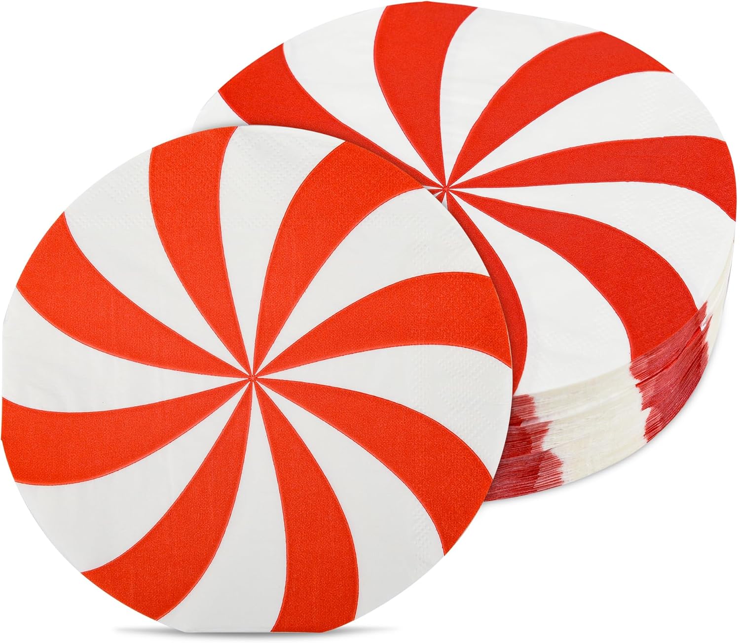 Servilletas de papel de Navidad, 100 servilletas desechables de caramelo de menta redondas, piruletas de Navidad, decoración de vajilla, servilletas