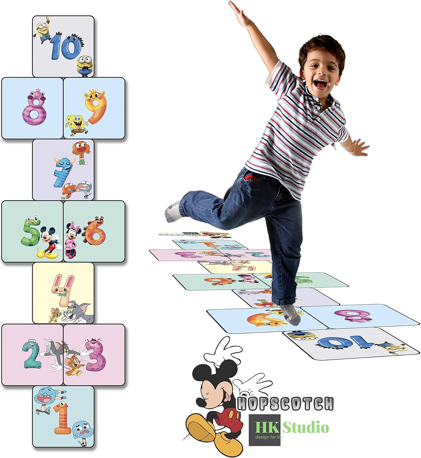 Calcomanías sensoriales de camino para decoración de aula, para suelo y pared, divertidas calcomanías de piso con números para aumentar las