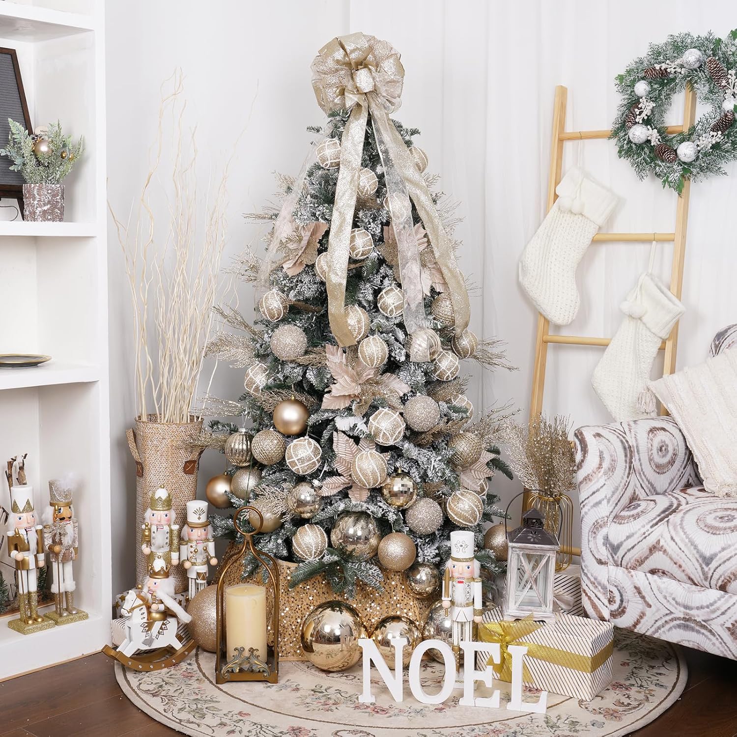 6 adornos de bola de Navidad con purpurina, bolas de Navidad inastillables, adornos de plástico champán de Navidad, bolas colgantes para decoración