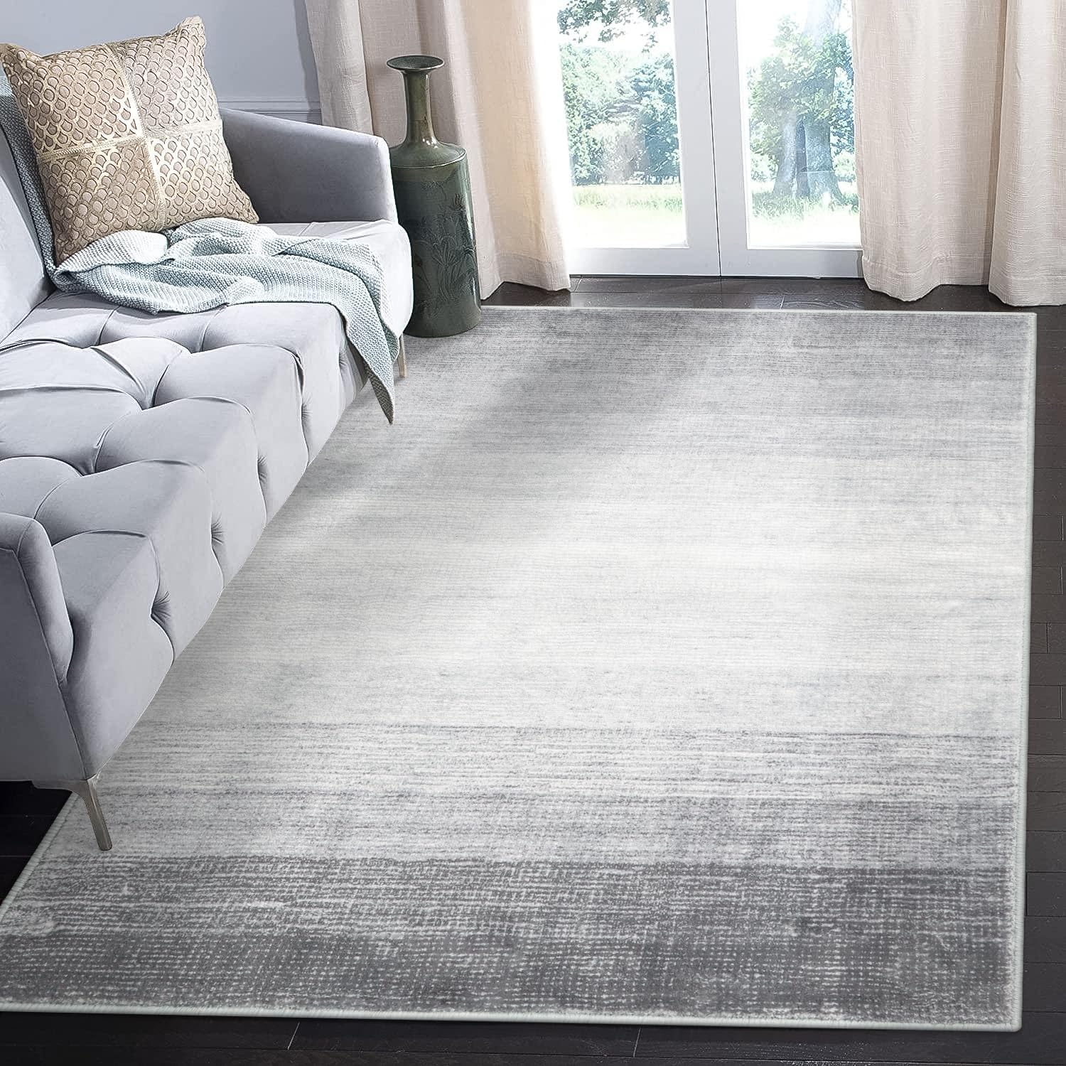 Wonnitar Alfombra moderna color gris degradado de 4 x 6 pies para dormitorio, alfombra lavable para sala de estar, antideslizante, resistente a las