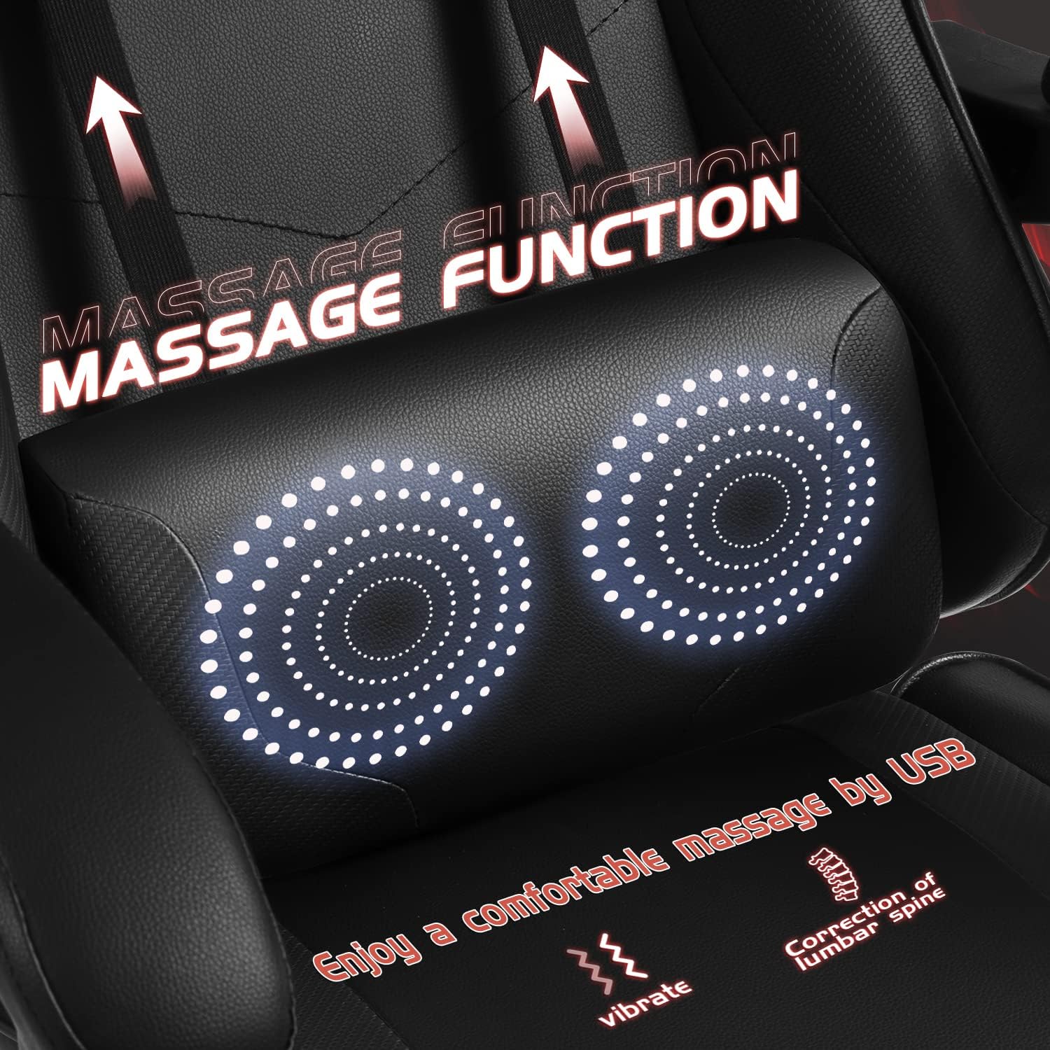 Shahoo Silla de juegos con reposapiés y soporte lumbar de masaje, asiento de carreras de video ajustable en altura con giro de 360 y reposacabezas