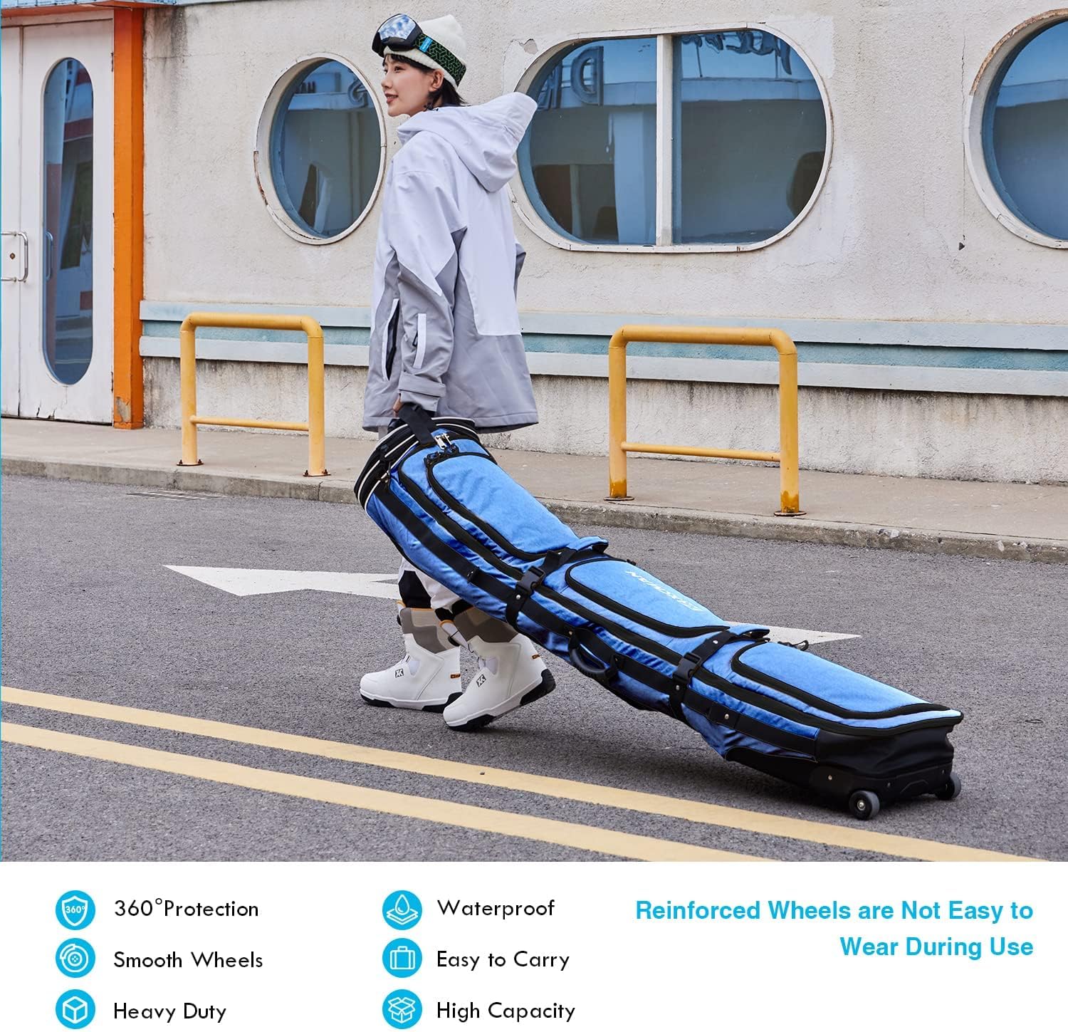 XCMAN Bolsa de snowboard con ruedas de longitud ajustable