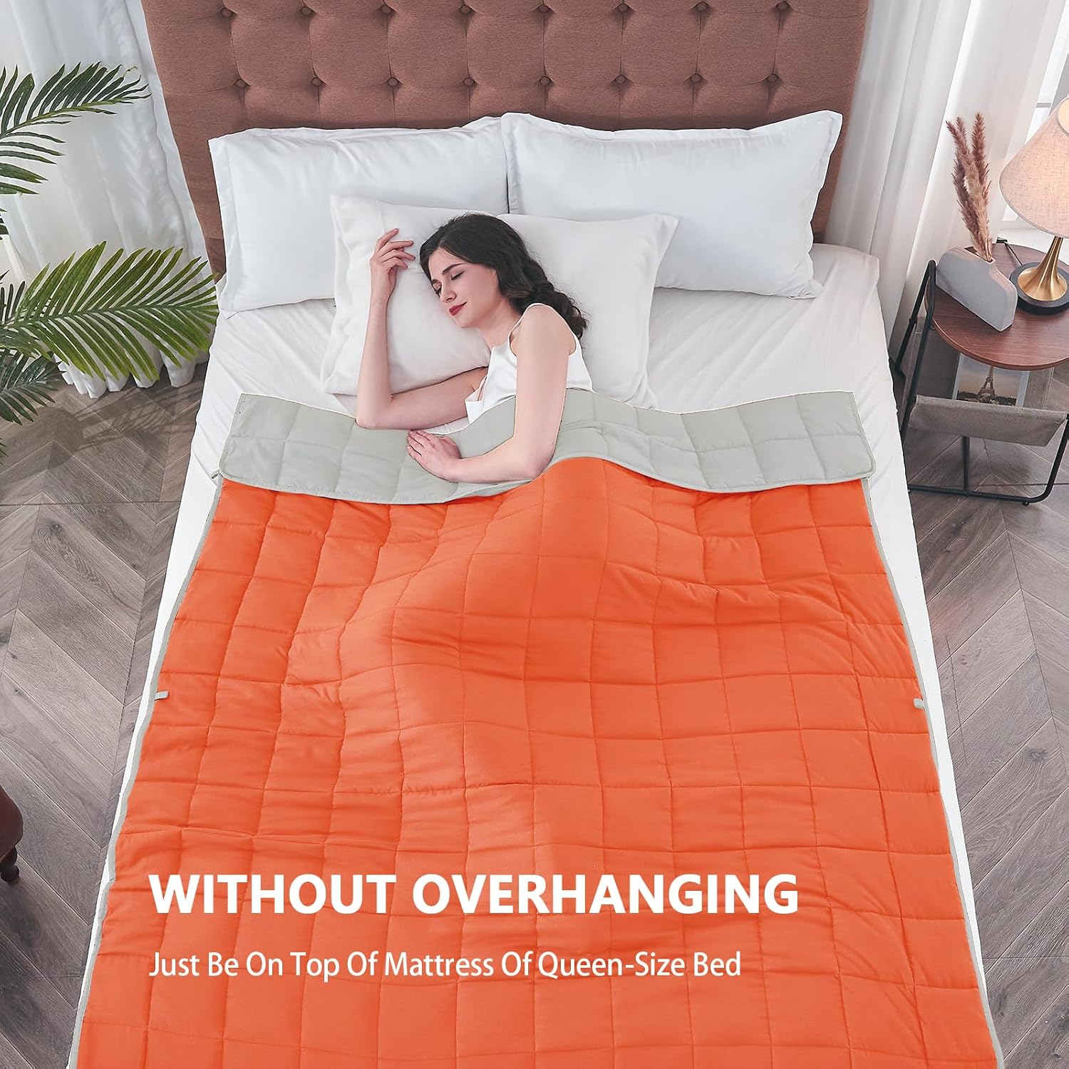 yescool Manta con peso para adultos (20 libras, 60 x 80 pulgadas, naranja) Manta pesada refrescante para dormir, perfecta para 190-210 libras, manta