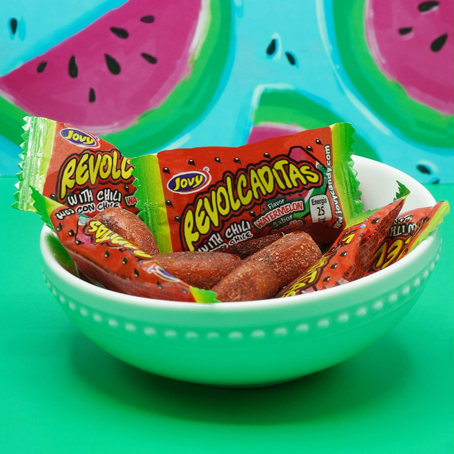 Jovy Revolcaditas con sandía y chile, bolsa de 6 onzas, caramelo picante (paquete de 2)