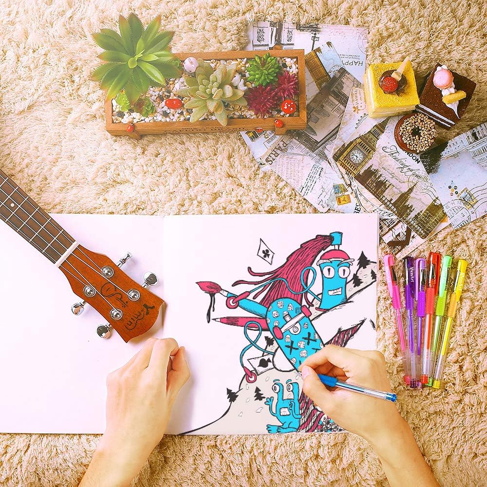 Pluma de gel con brillo set de 100 colores únicos pluma de gel de calidad artística juego para libros para colorear para adultos para diario con - Imagen 8