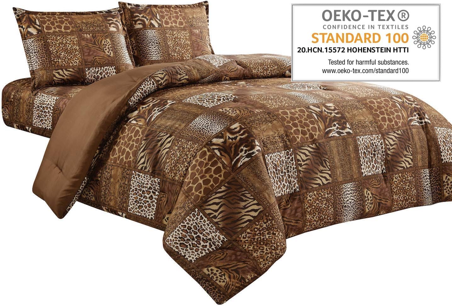 WPM – Edredón de 2 piezas con estampado de animales y funda de almohada, ropa de cama de tamaño individual, diseño de leopardo, cebra, jirafa,