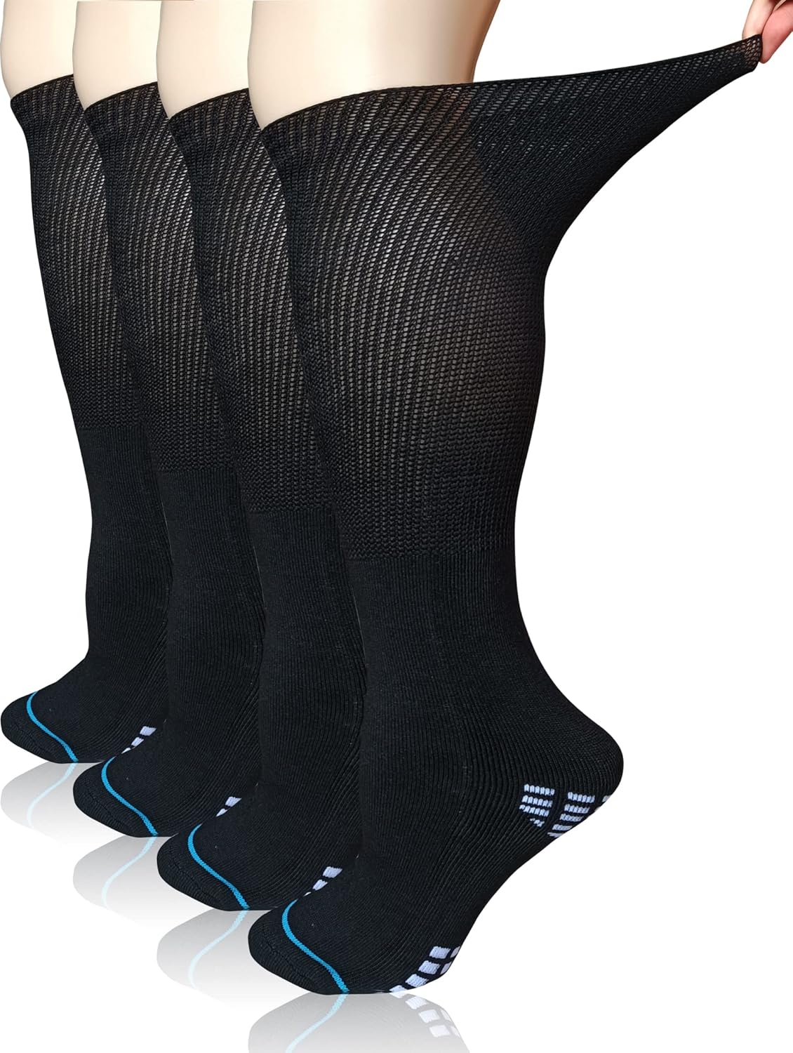 Calcetines extra anchos para diabéticos bariátricos para hombres y mujeres, calcetines de linfedema fundido para tobillo hinchado del pie, 2 pares