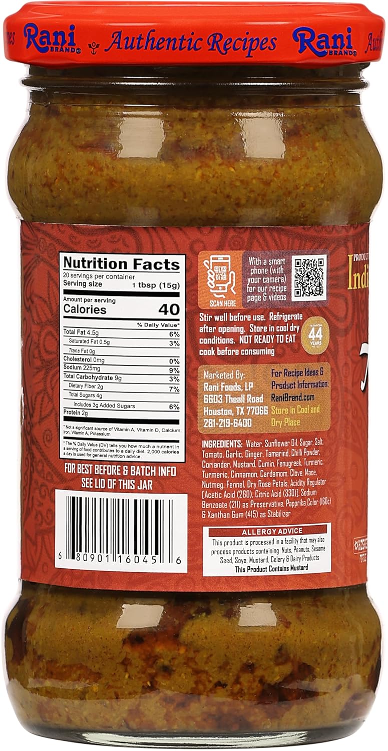 Rani Tikka Masala – Pasta de especias para cocinar, tarro de vidrio de 10.5 onzas (10.58 oz)  Sin colores  Todo natural  Sin OMG  Kosher  Vegano