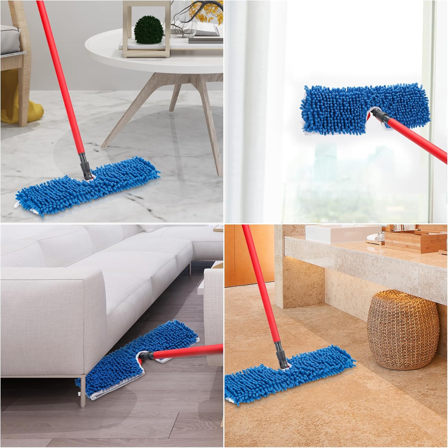 Star Maktion Paquete de 3 repuestos de trapeador compatibles con mopa de microfibra O-ceda Dua-Action, cabezales de repuesto para uso secohúmedo,
