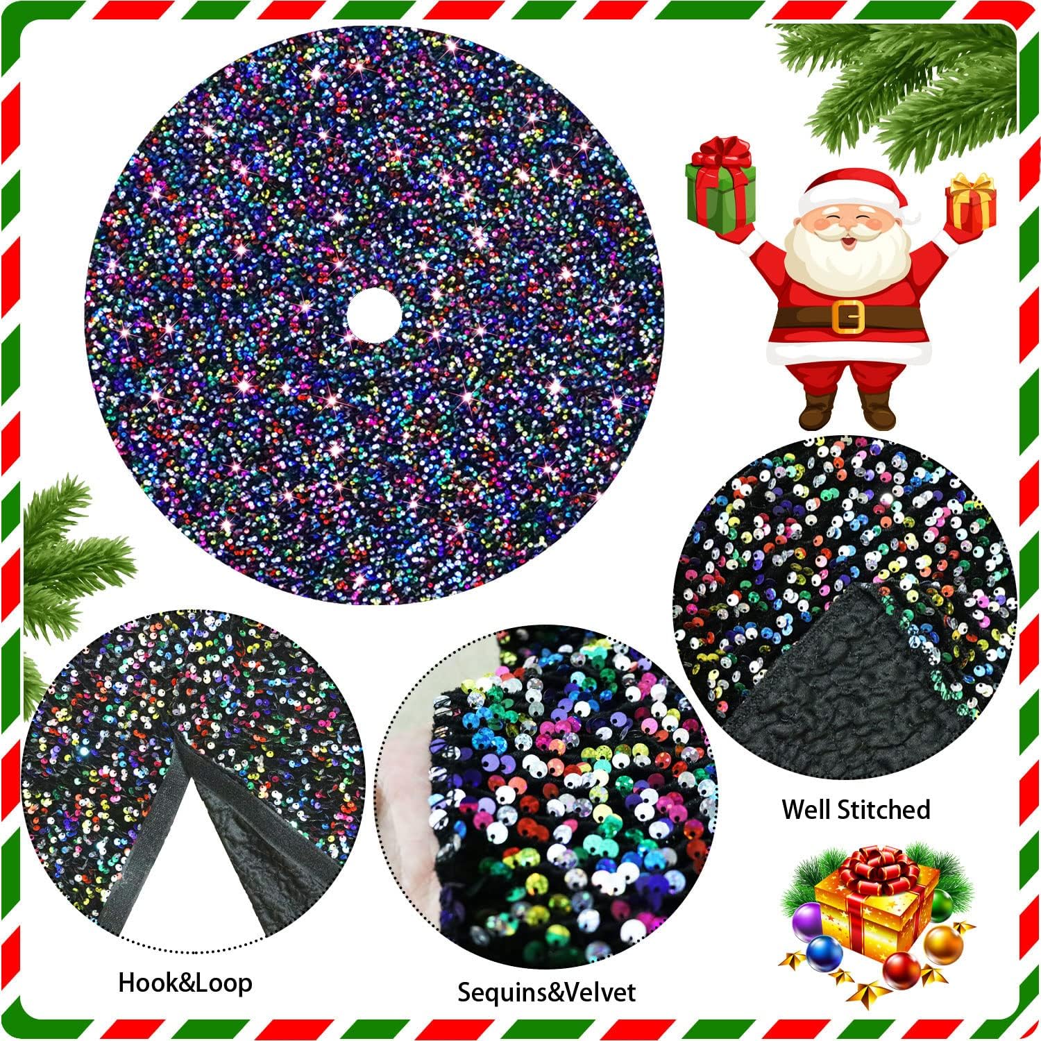Falda pequeña para árbol de Navidad de 21 pulgadas, falda de árbol de arco iris para árbol delgado, falda de árbol de lentejuelas, falda de árbol de
