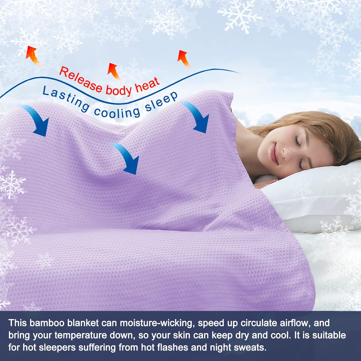 DANGTOP Mantas refrescantes 100% bambú, mantas ligeras refrescantes para decoración del hogar y para usar en capas en cualquier cama en todas las