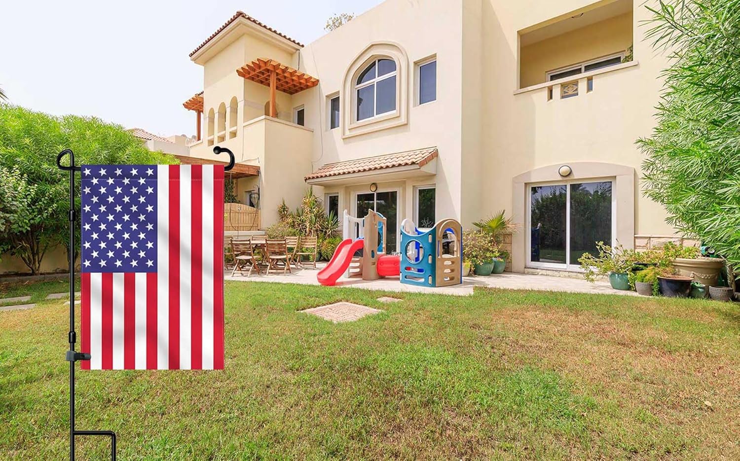 Soporte para bandera de jardín, poste con clip, pintura impermeable con recubrimiento de polvo para banderas de casa, banderas decorativas, banderas