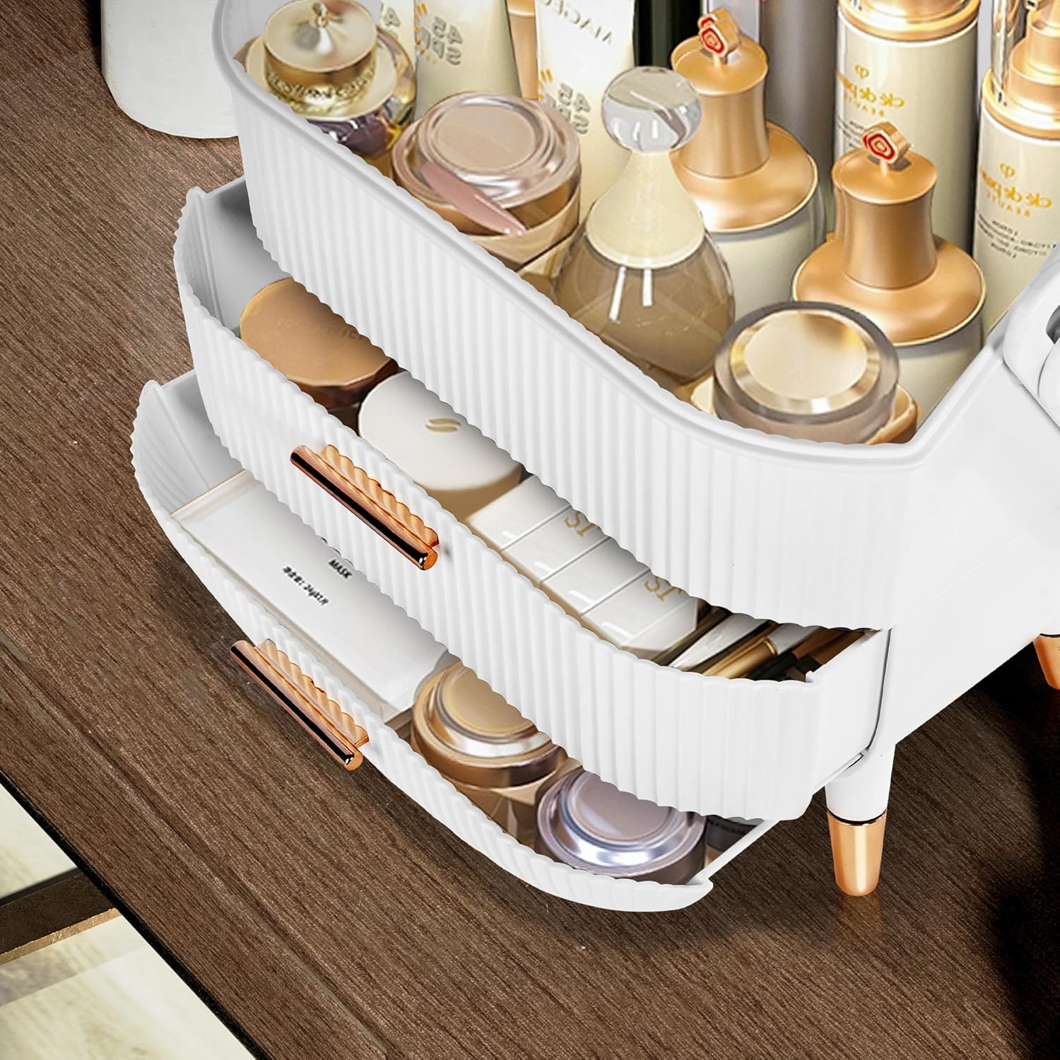 NLZFK Organizador de maquillaje para tocador, fabuloso organizador de cuidado de la piel, apto para baño, sala de estar, encimera de dormitorio,