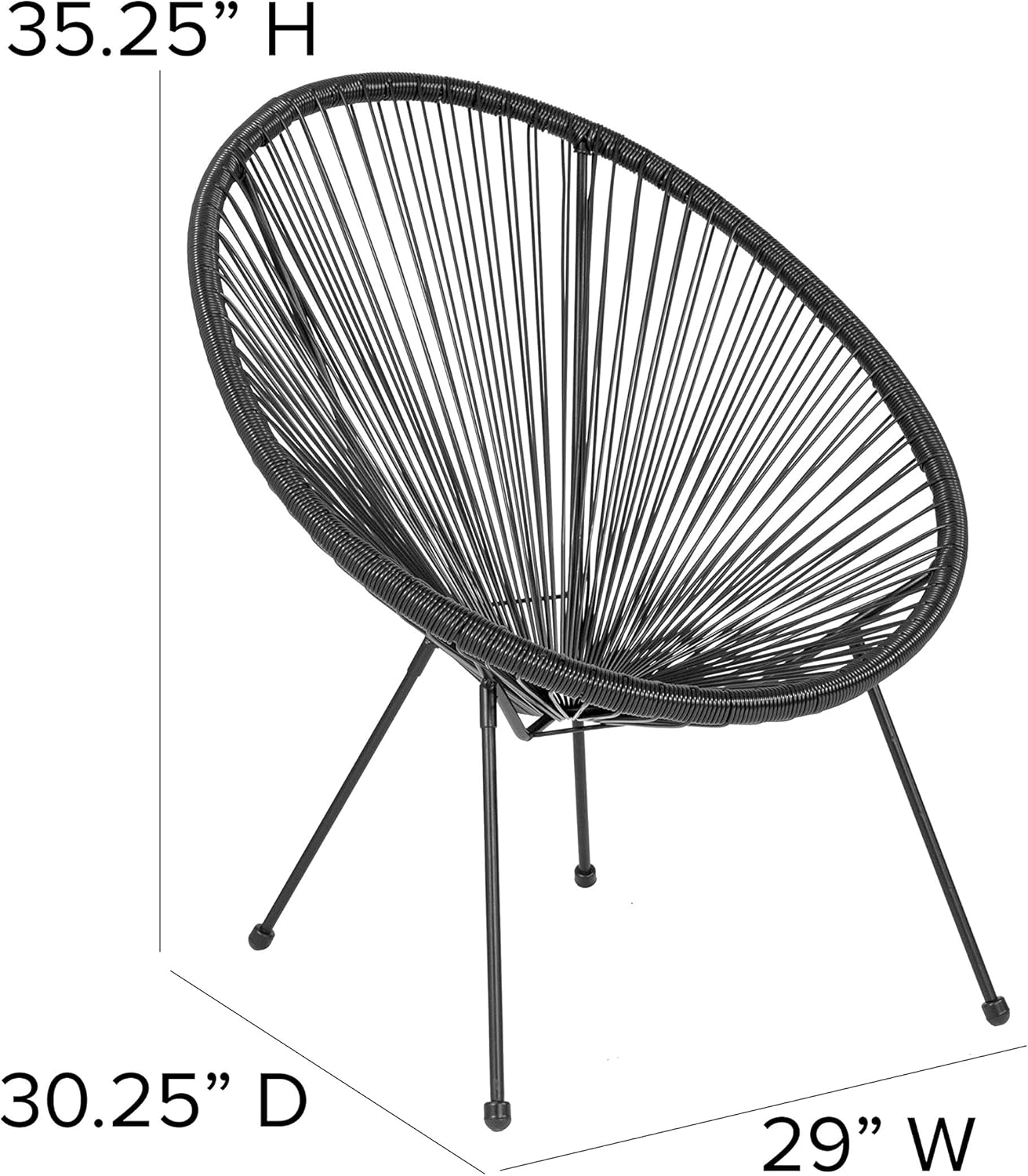 BizChair Sillón Bungee Papasan negro