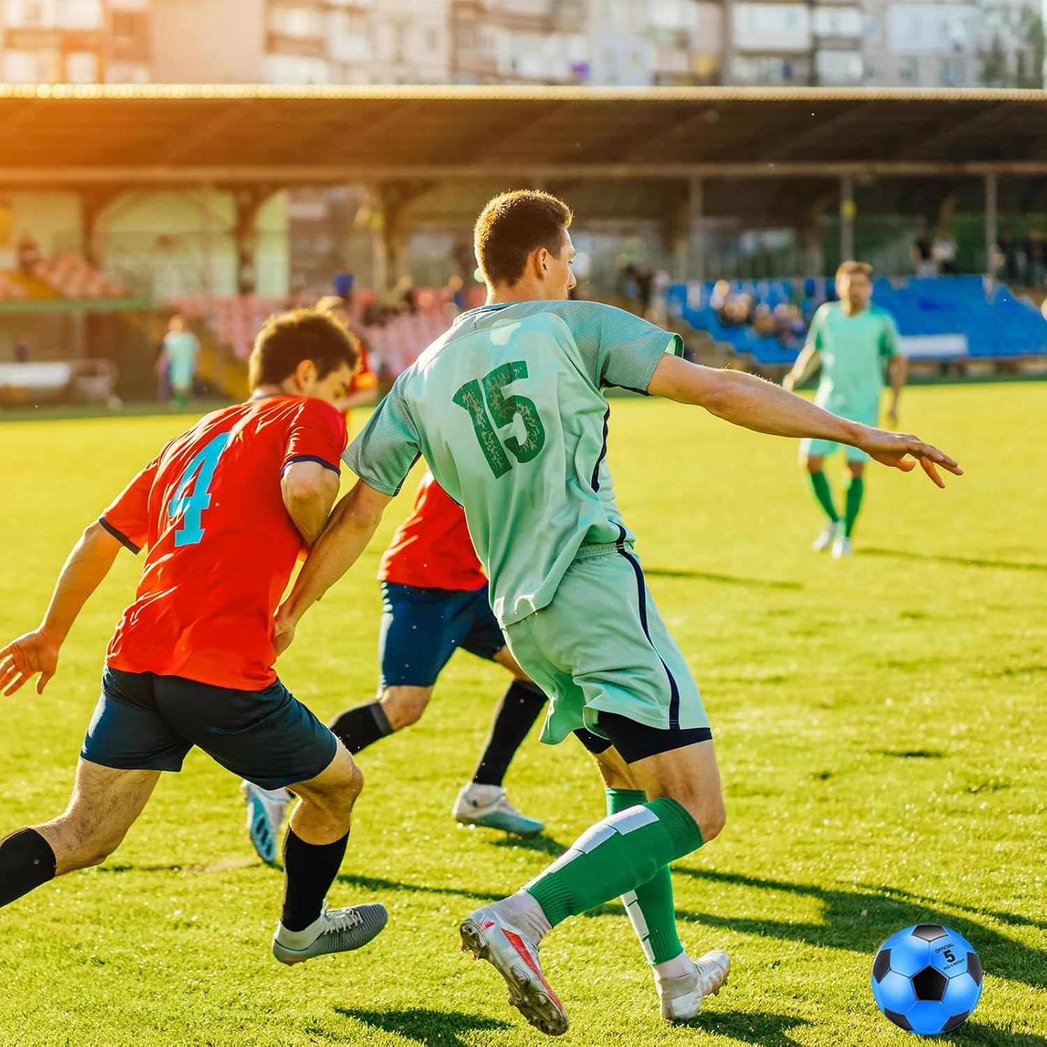 Deekin 12 pelotas de fútbol con inflador, tamaño oficial, pelota de fútbol desinflada, cosidas a máquina, pelota deportiva exterior para niños,
