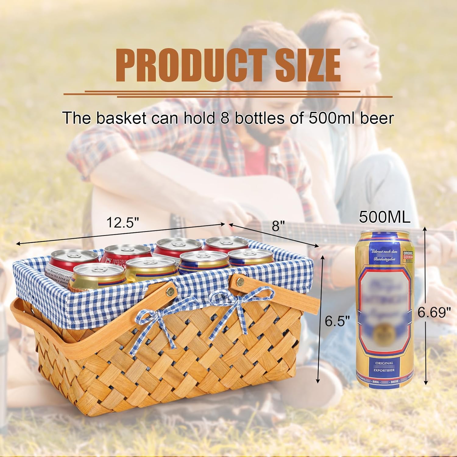 Woodchip – Cesta de picnic con asas plegables individuales, cesta de huevos de Pascua tejida a mano y cesta de caramelo, cesta de almacenamiento de