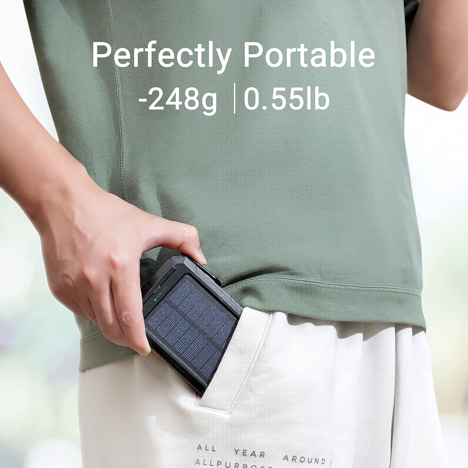 Cargador de batería portátil, cargador solar de 20000 mAh con USB C de 5 V2.1 A, carga rápida compatible con iPhone, iPad, linterna brillante LED