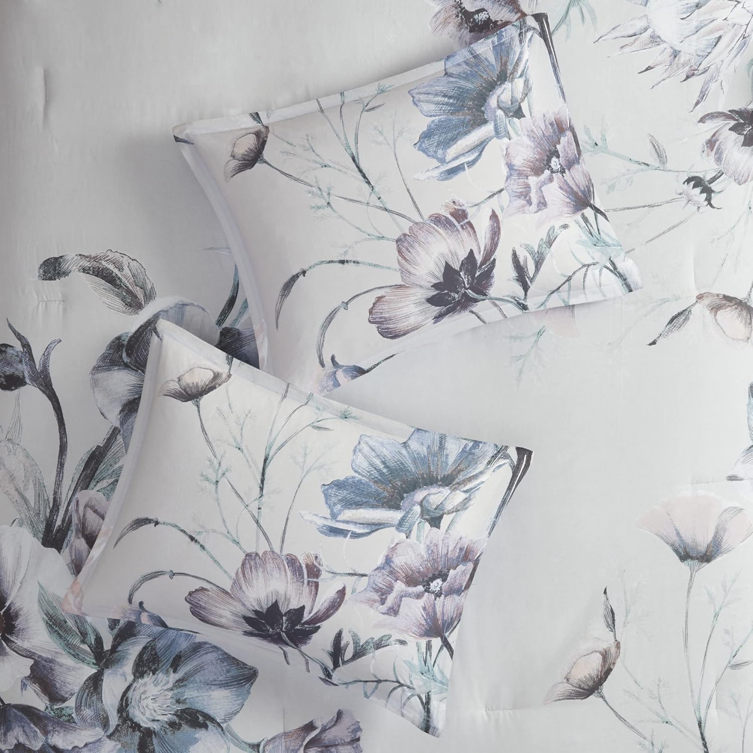 Madison Park Cassandra – Juego de edredón de mezcla de algodón, diseño femenino estampado floral colorido, capa de ropa de cama alternativa para