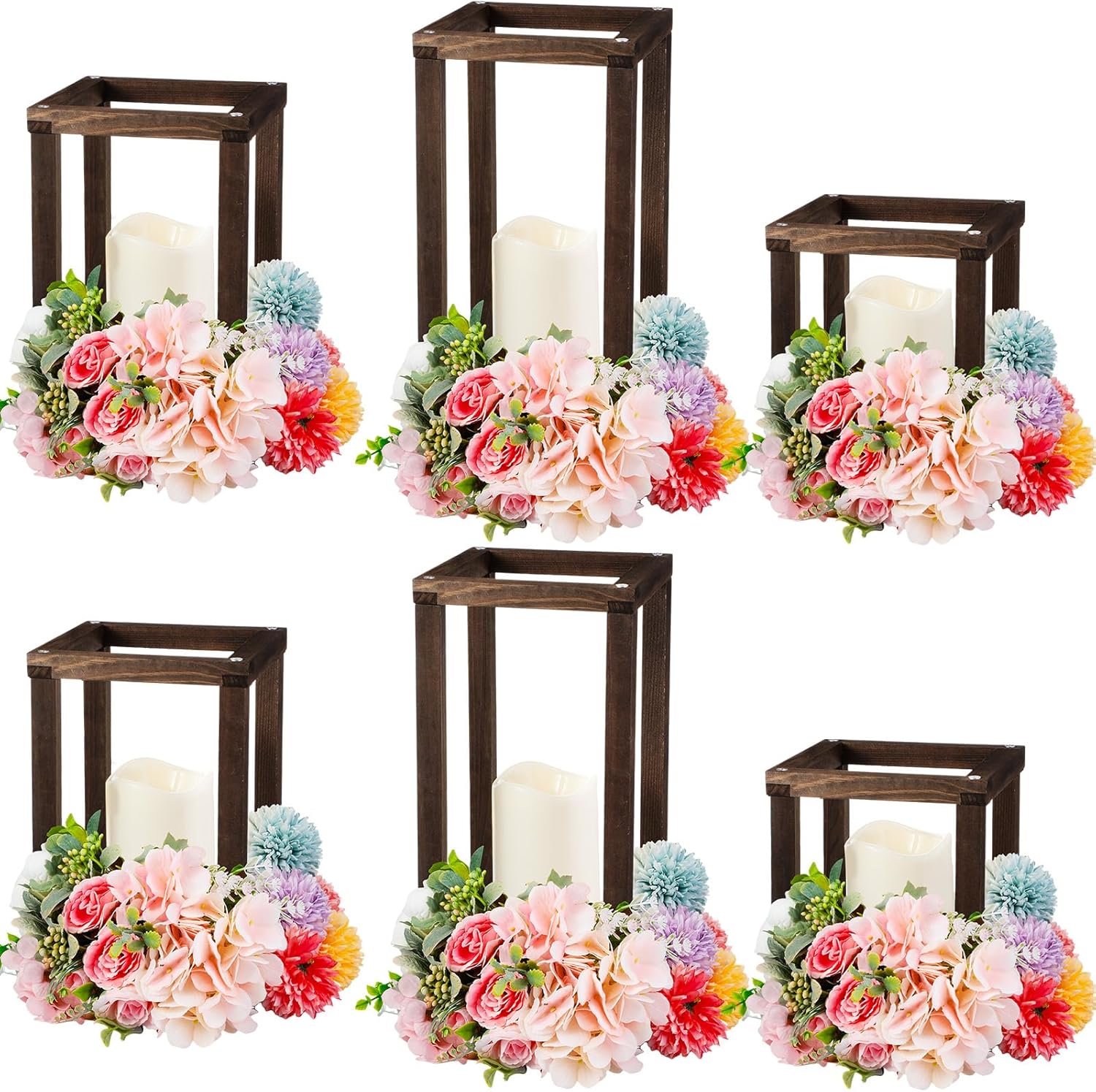 Farol de madera con vela LED, farol de boda, centros de mesa, decoración rústica de mesa de boda, decoración de casa de campo con velas sin llama