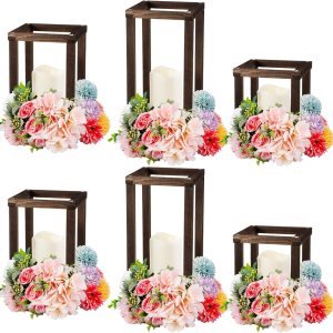 Farol de madera con vela LED, farol de boda, centros de mesa, decoración rústica de mesa de boda, decoración de casa de campo con velas sin llama Farol de madera con vela LED, farol de boda, centros de mesa, decoración rústica de mesa de boda, decoración de casa de campo con velas sin llama